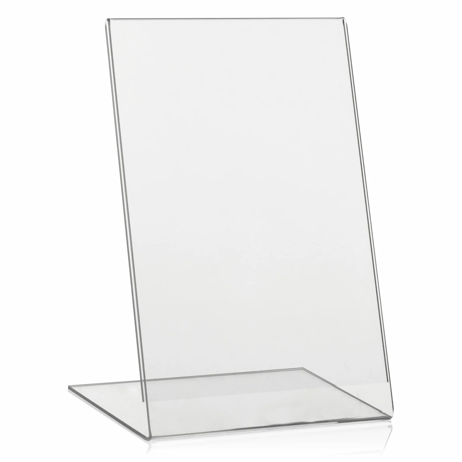 VITAdisplays® - Espositore pubblicitario a forma di L in formato verticale, in plexiglas® originale Confezione singola. DIN A5 trasparente