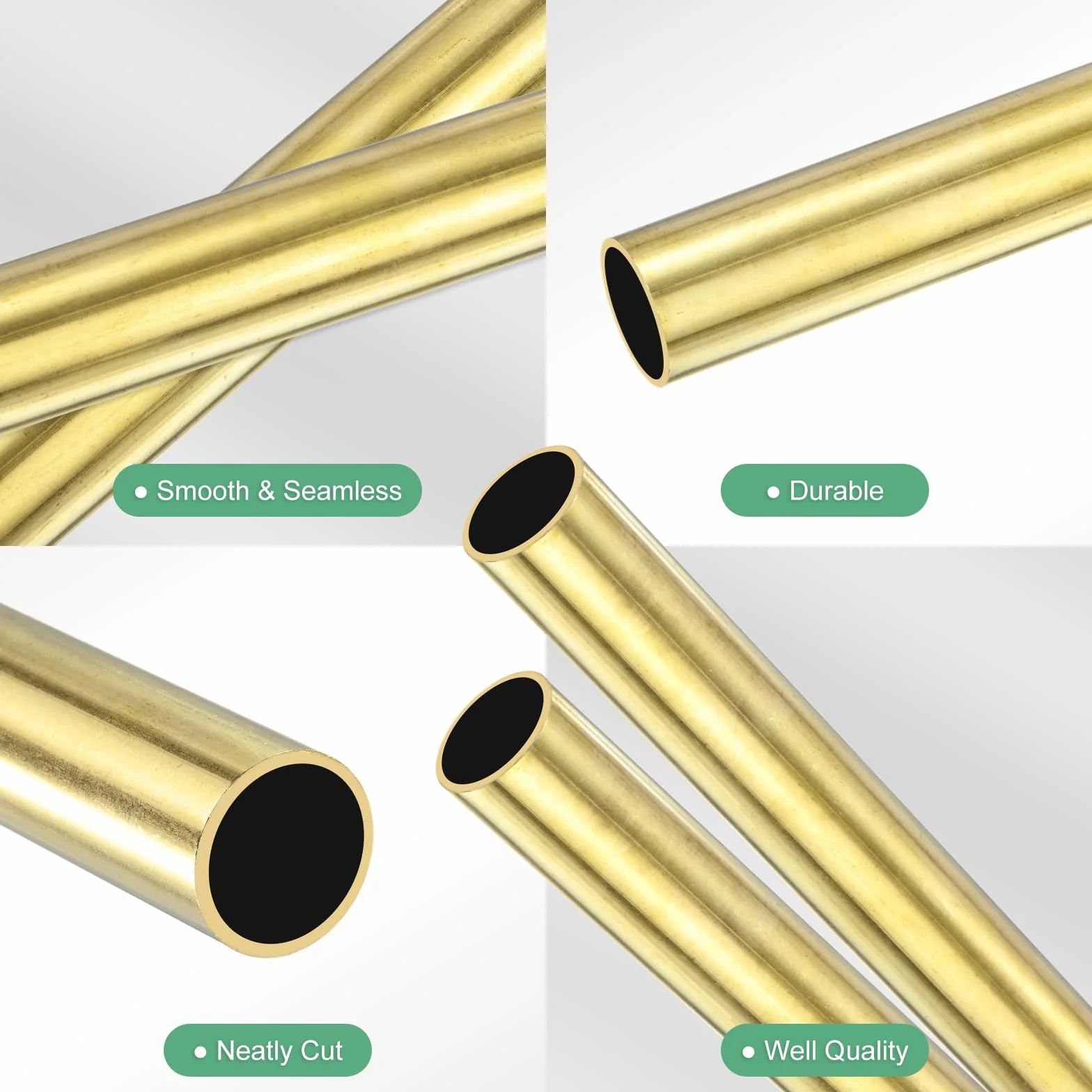M METERXITY 2-Pack 300mm Tubo Rotondo in Ottone H62 15mm Diametro Esterno 1mm Spessore Parete Senza Saldatura