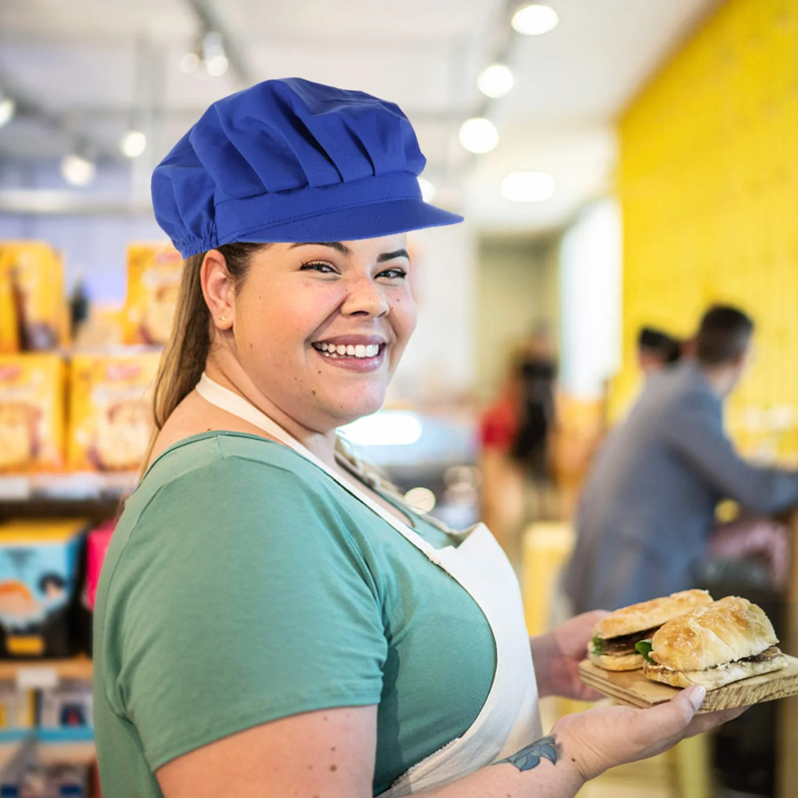 HEALLILY Chef Cap Cappello Elastico in Cotone Traspirante per Cucina Uomini Donne Blu