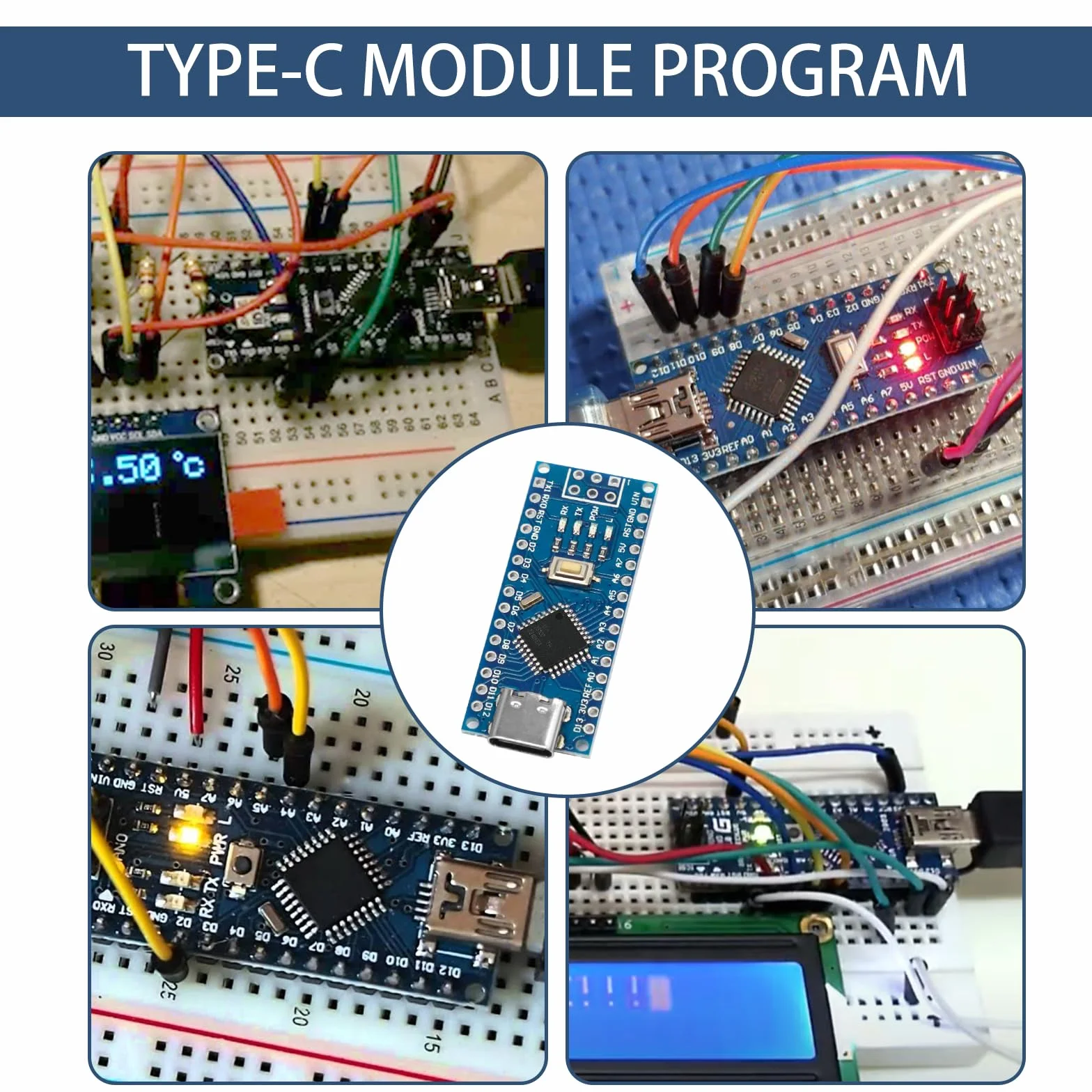 Scheda di sviluppo CH340G Binghe 5 pezzi 5V 16MHz Type-C per progetti elettronici compatibile con Arduino