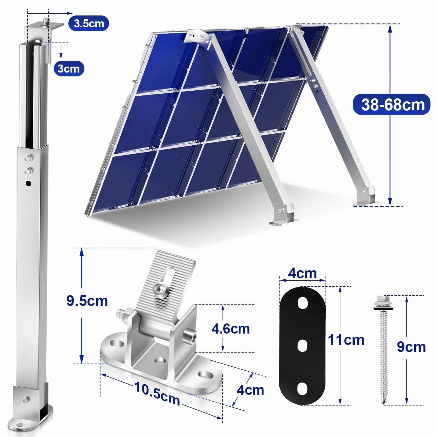 Gimisgu Supporto Regolabile per Pannello Solare 0°-60° 2 Paia