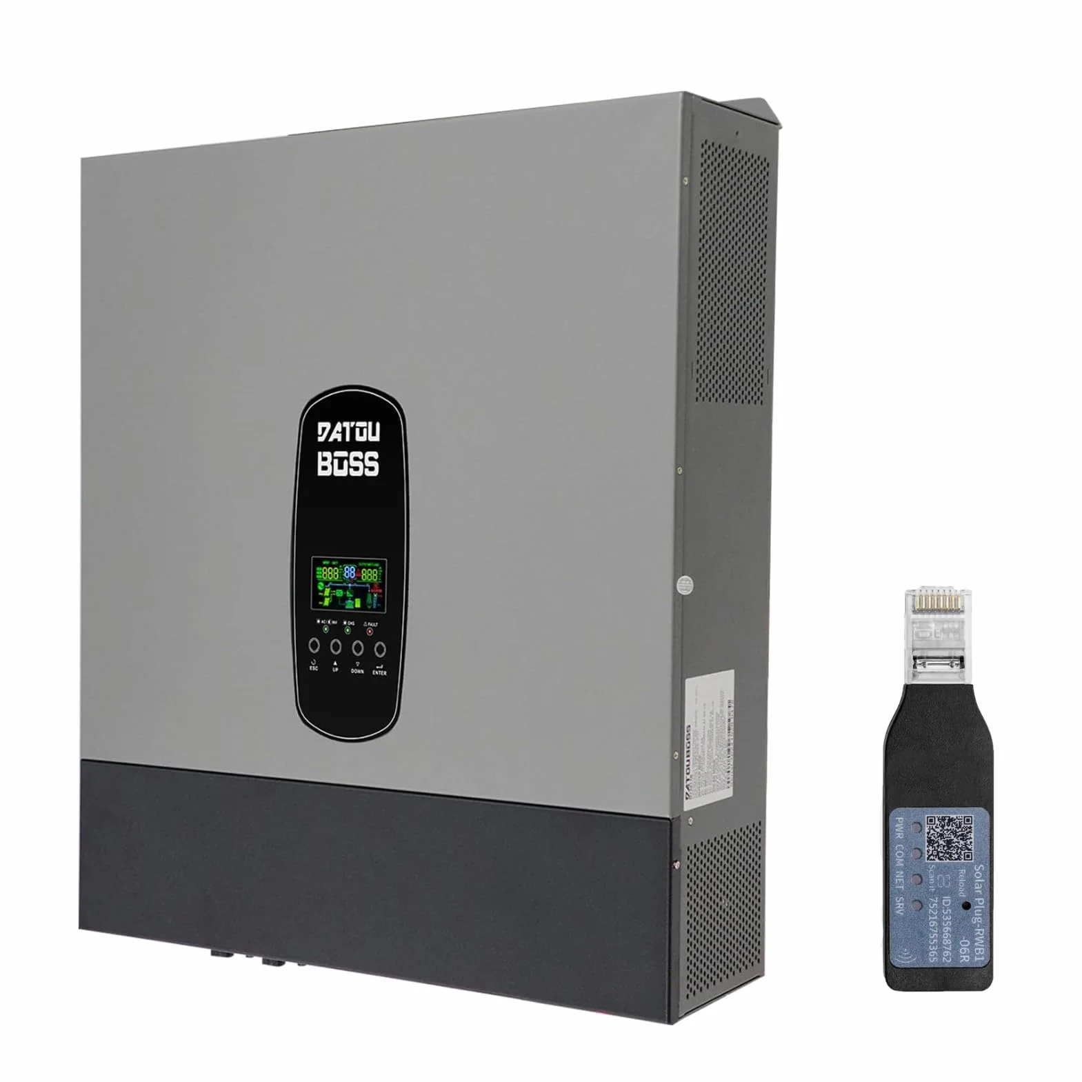 DATOUBOSS Inverter solare ibrido da 11 KW, 48 V, inverter sinusoidale puro con regolatore di carica solare da 150 A, supporta funzionamento senza batteria, sistema di protezione BMS, per batterie al