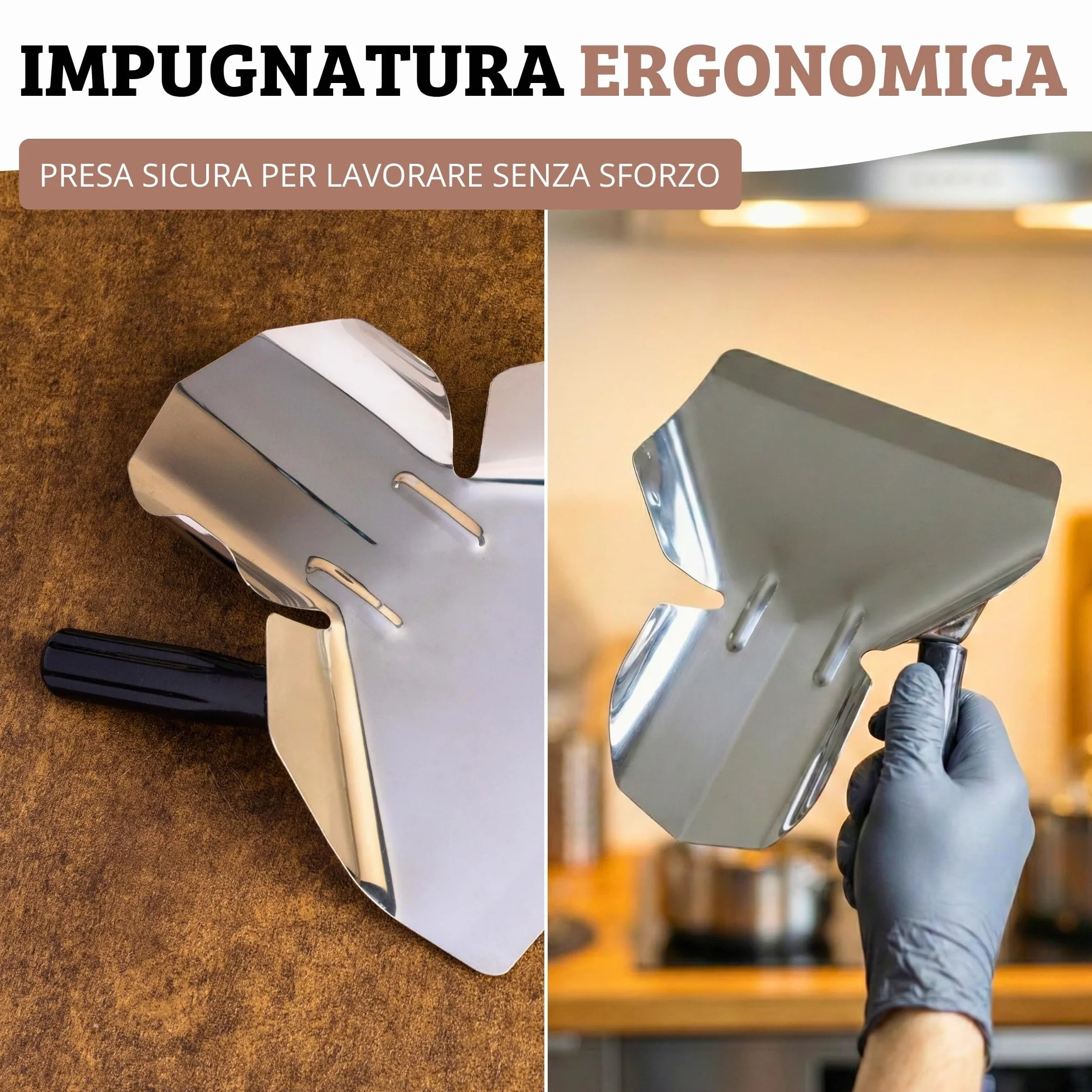 Westmark Paletta per patatine fritte/popcorn, Acciaio inox, 20 x 12 cm, 23 cm, Argento/Nero