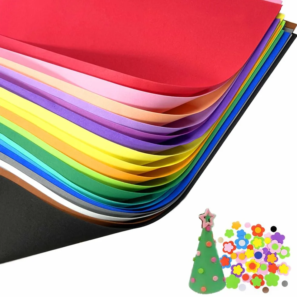 SKYPRO 18 Pezzi di Fogli di Schiuma EVA Colorati Fogli di Schiuma EVA per Cosplay 1mm di Spessore 50x50cm Fogli di Schiuma EVA per Arti, Artigianato e Progetti Fai-da-Te