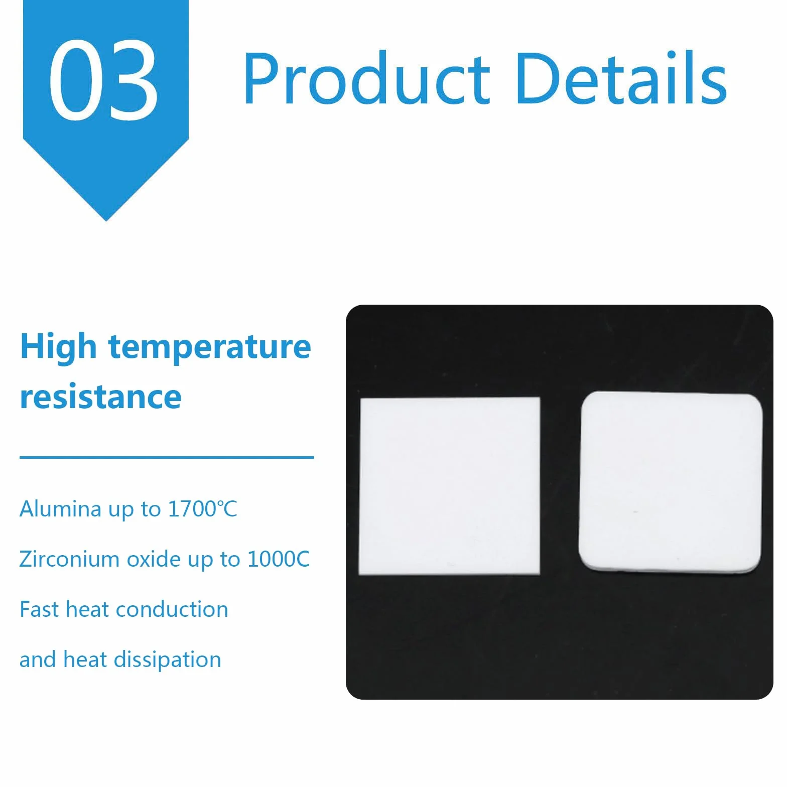 Piastra in ceramica di allumina foglio isolante spessore 1 mm lunghezza laterale 150 mm