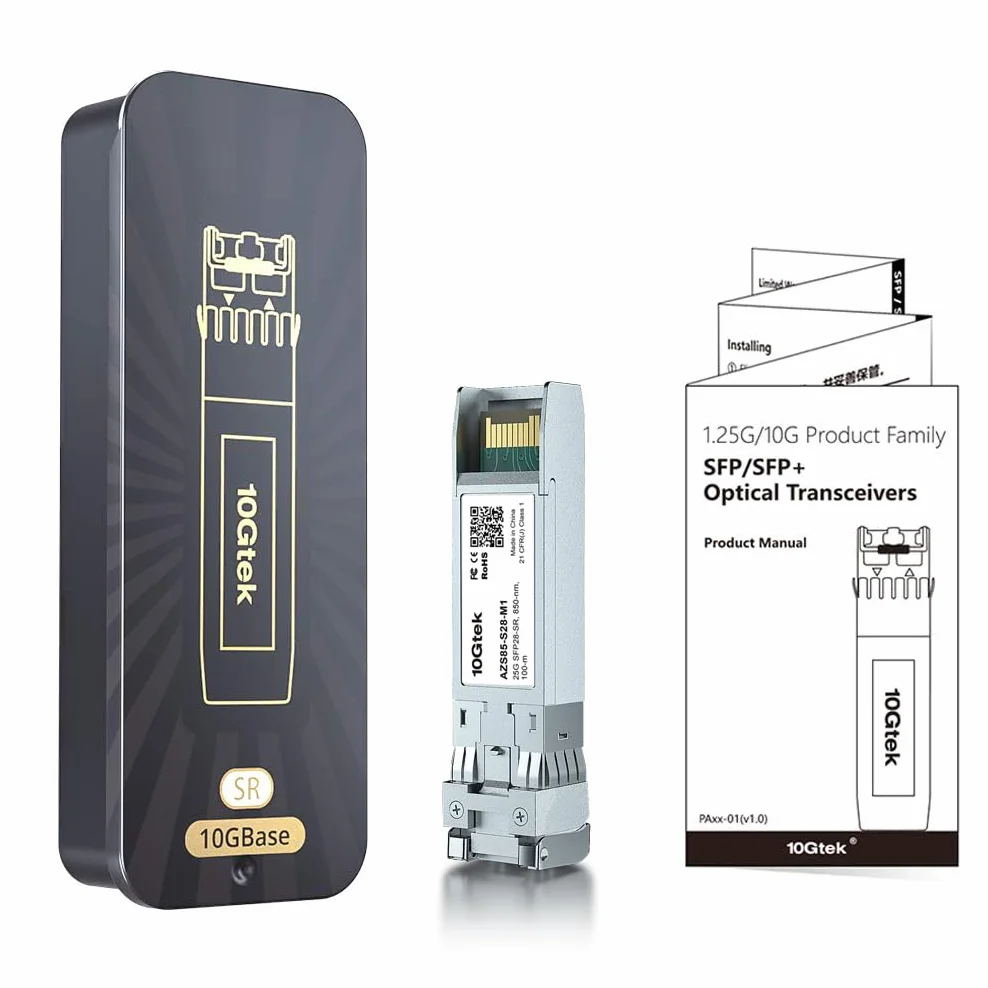 10Gtek 25G SFP28 SFP+ Transceiver 25GBase-SR Modulo 850nm MMF 100m Compatibile Cisco Ubiquiti MikroTik Supermicro