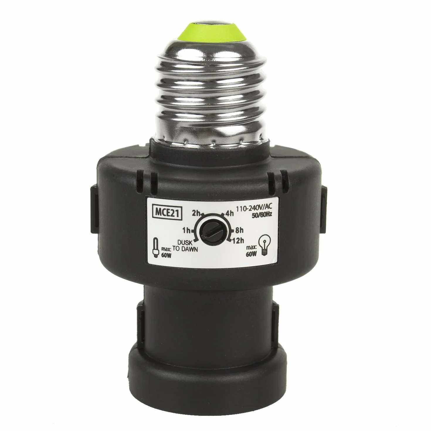 Maclean MCE21 Portalampada con Sensore Crepuscolare e Timer IP20