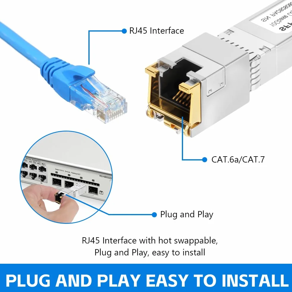 Modulo SFP+ 10GBase-T RJ45 30m Copper Transceiver Compatibile Cisco Ubiquiti Mikrotik Netgear TP-Link