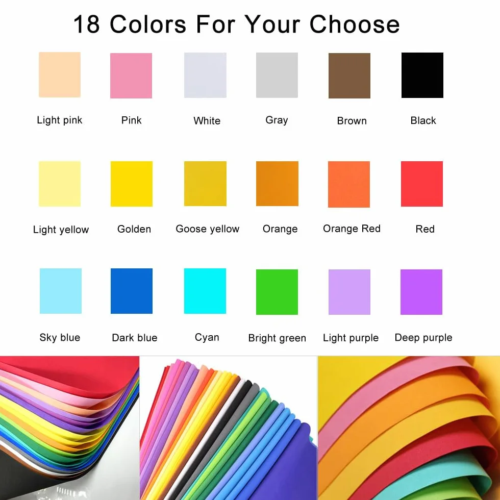 SKYPRO 18 Pezzi di Fogli di Schiuma EVA Colorati Fogli di Schiuma EVA per Cosplay 1mm di Spessore 50x50cm Fogli di Schiuma EVA per Arti, Artigianato e Progetti Fai-da-Te