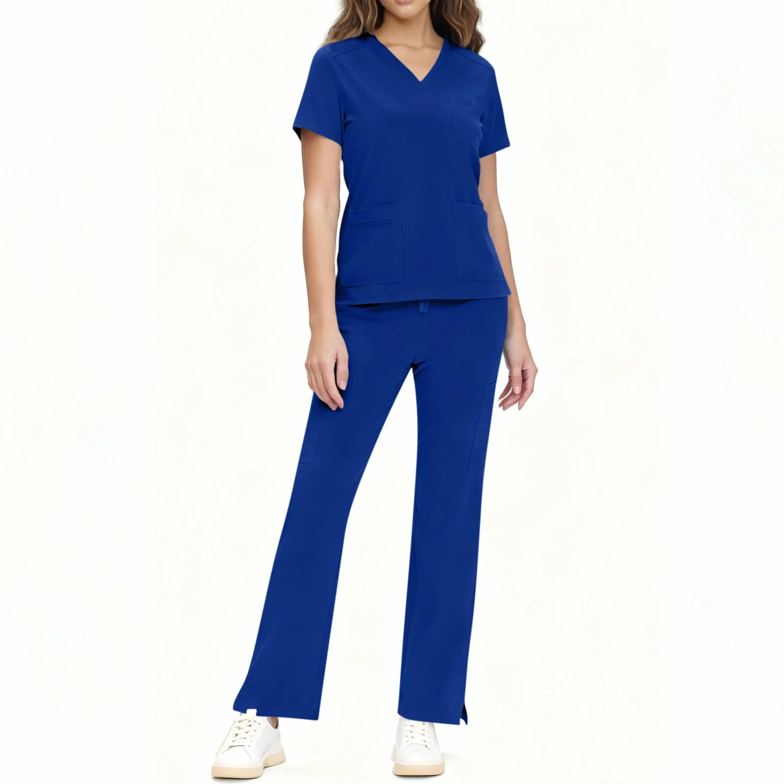 Divisa Sanitaria Donna Infermiere Set Casacca Pantalone Uniformi Ospedaliere Cordoncino Camice Medico