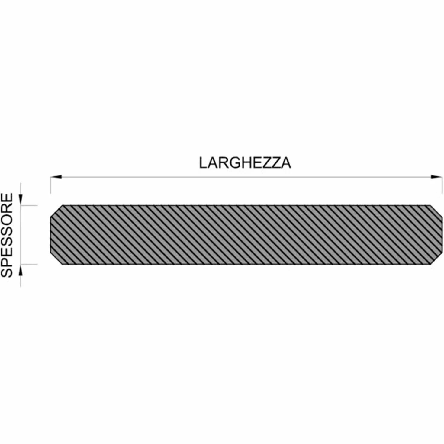 M.P. Metalli - Barra in ferro battuto piatto martellato su 4 spigoli 30x8 mm - Misura 3 mt / 3000 mm - Made in Italy
