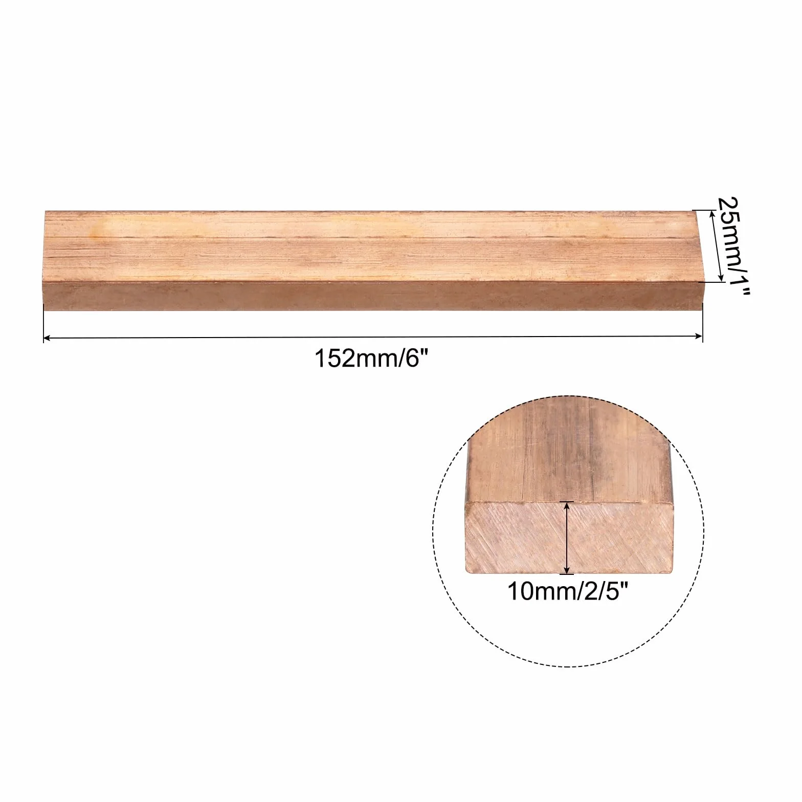 QUARKZMAN 1pz 6" x 1" Rame Piatto Barra,2/5" Spessore Rame Barra Scorta per Sistemi Messa Terra Progetti Architettonici
