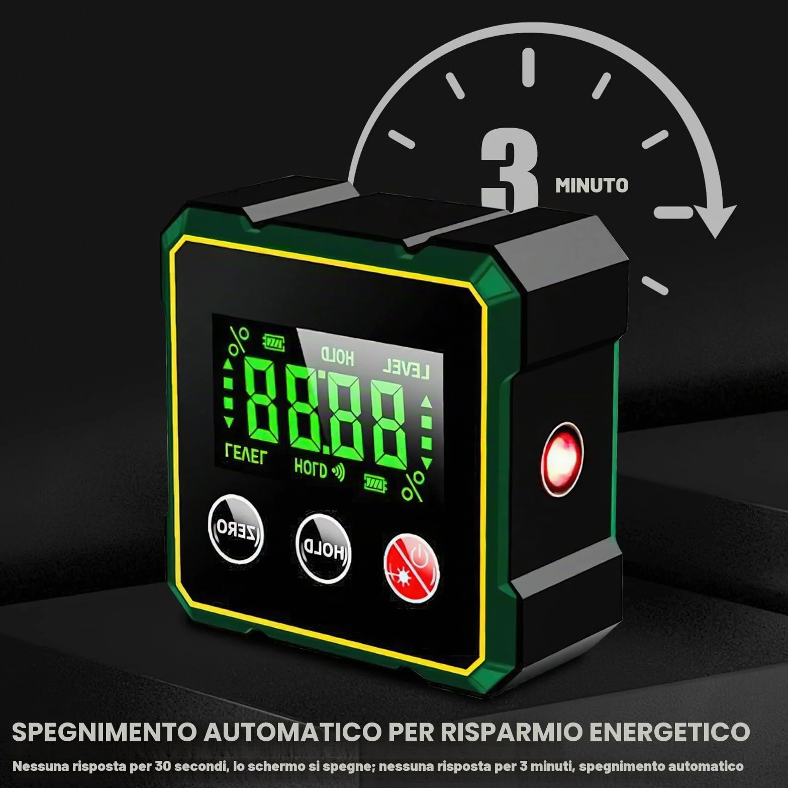2 in 1 Digital Angle Finder Magnetico Laser Elettronico Misuratore di Angolo Magnetico Ricaricabile 4 Lati Inclinometro Trasportatore Retroilluminato LCD
