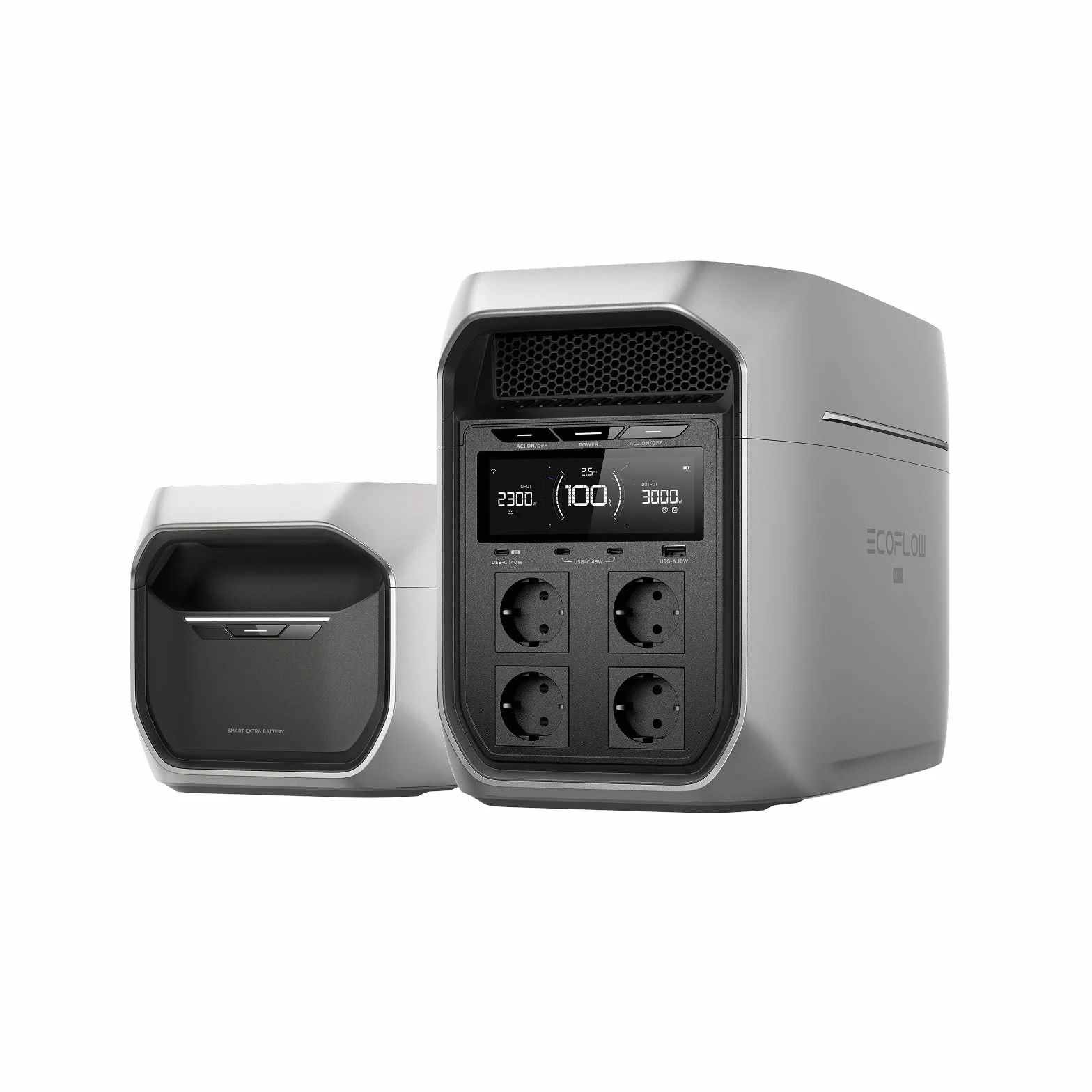 EcoFlow DELTA 3 Max Plus con batteria aggiuntiva, batteria LFP da 4.096 Wh, uscita CA 3.000 W, alimentazione di backup espandibile per campeggio, emergenze domestiche, case mobili e camper