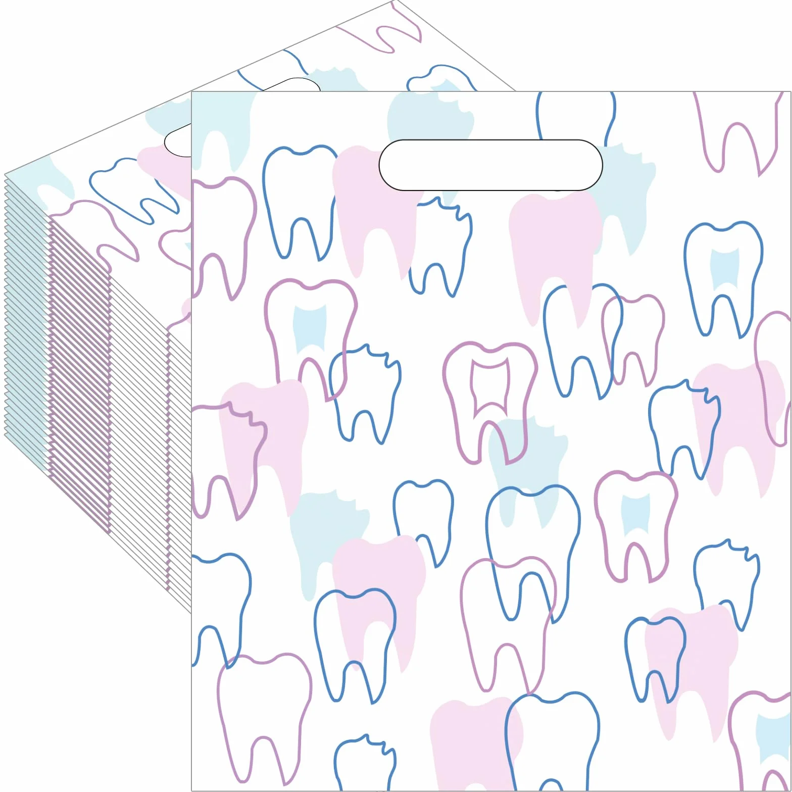 Sacchetti dentali con manici 21 x 24 cm, confezione da 50 per studi dentistici