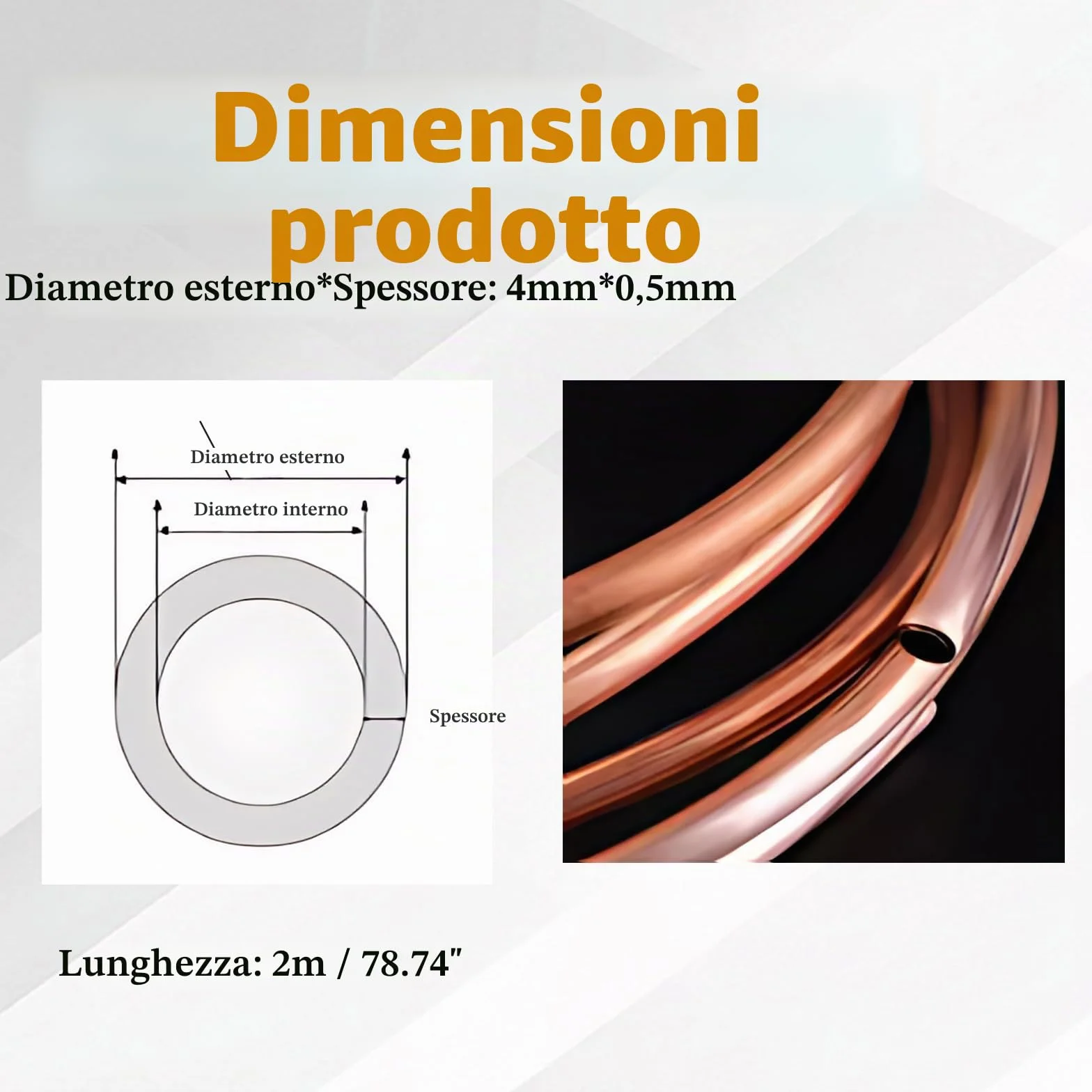 Tubo Rame 2M, OD 4 mm x ID 3mm Tubi di Rame Flessibile, Tubo in Rame Morbido per Generatori Sbarre Collettrici Cavi Condizionatori d'Aria Frigoriferi