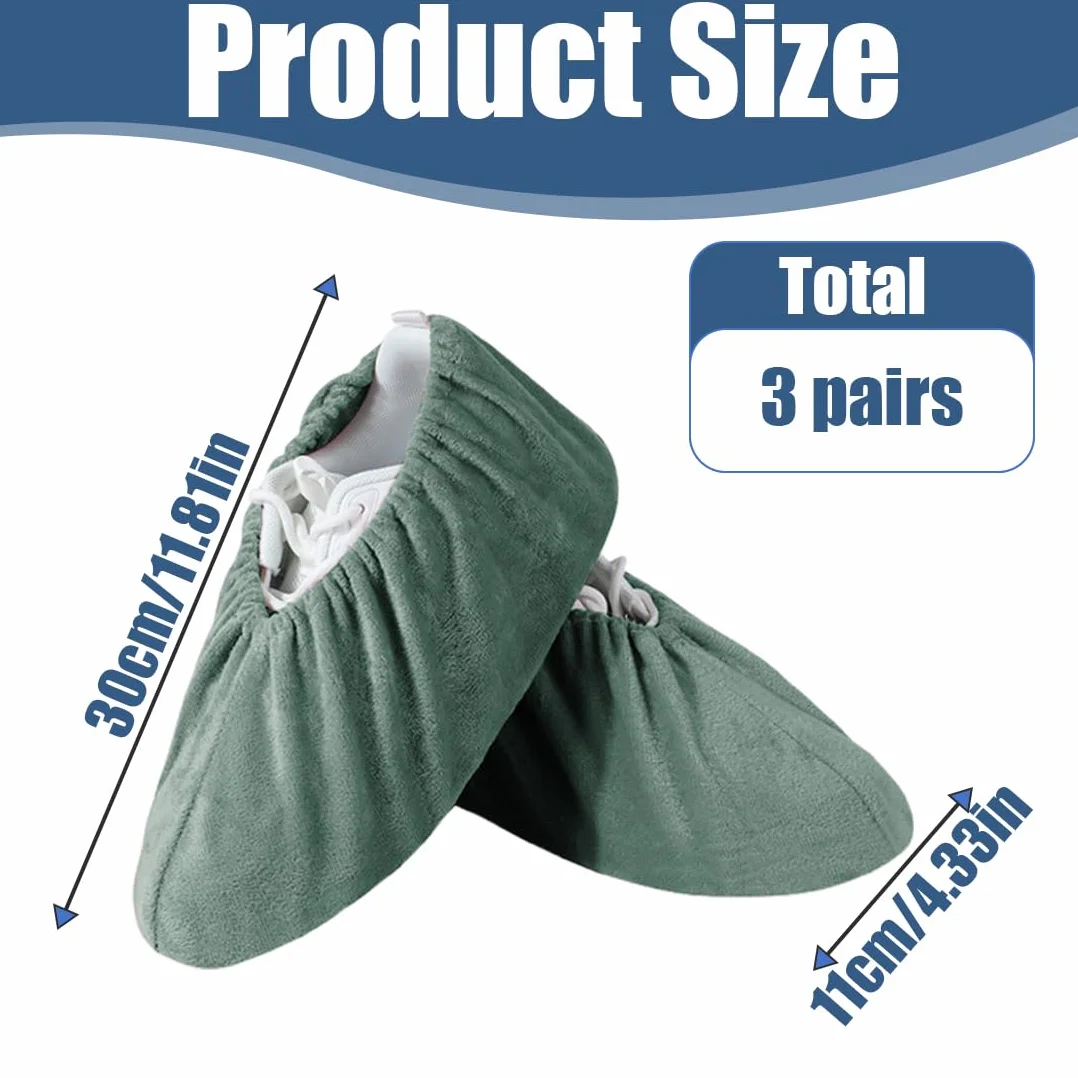 Copriscarpe Lavabili Antiscivolo Resistenti All'usura per Casa Ospiti, 3 Paia (Rosa/Verde/Grigio)