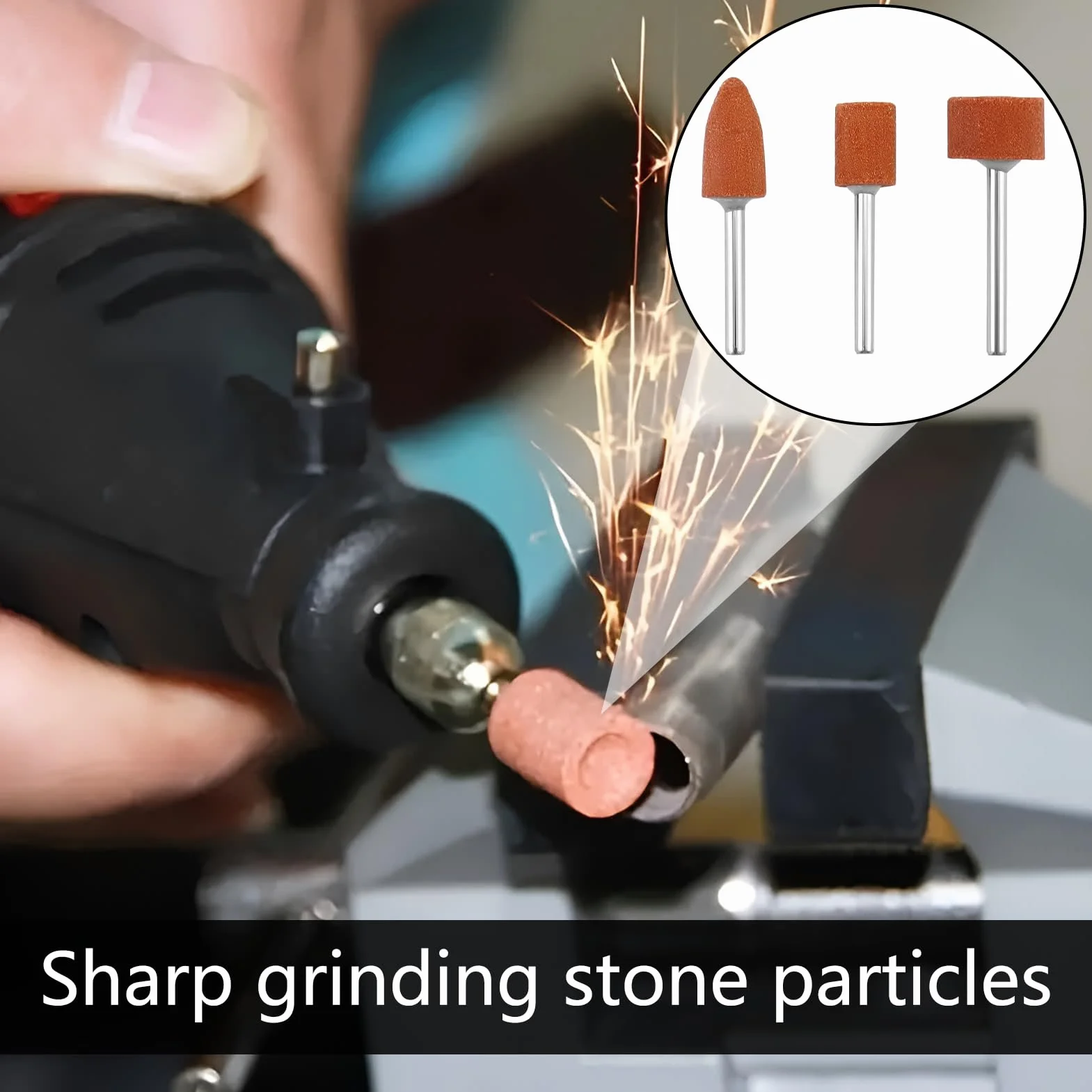 Set 42 punte abrasive corindone per Dremel avvitatore a batteria inserti abrasivi vetro pietre preziose