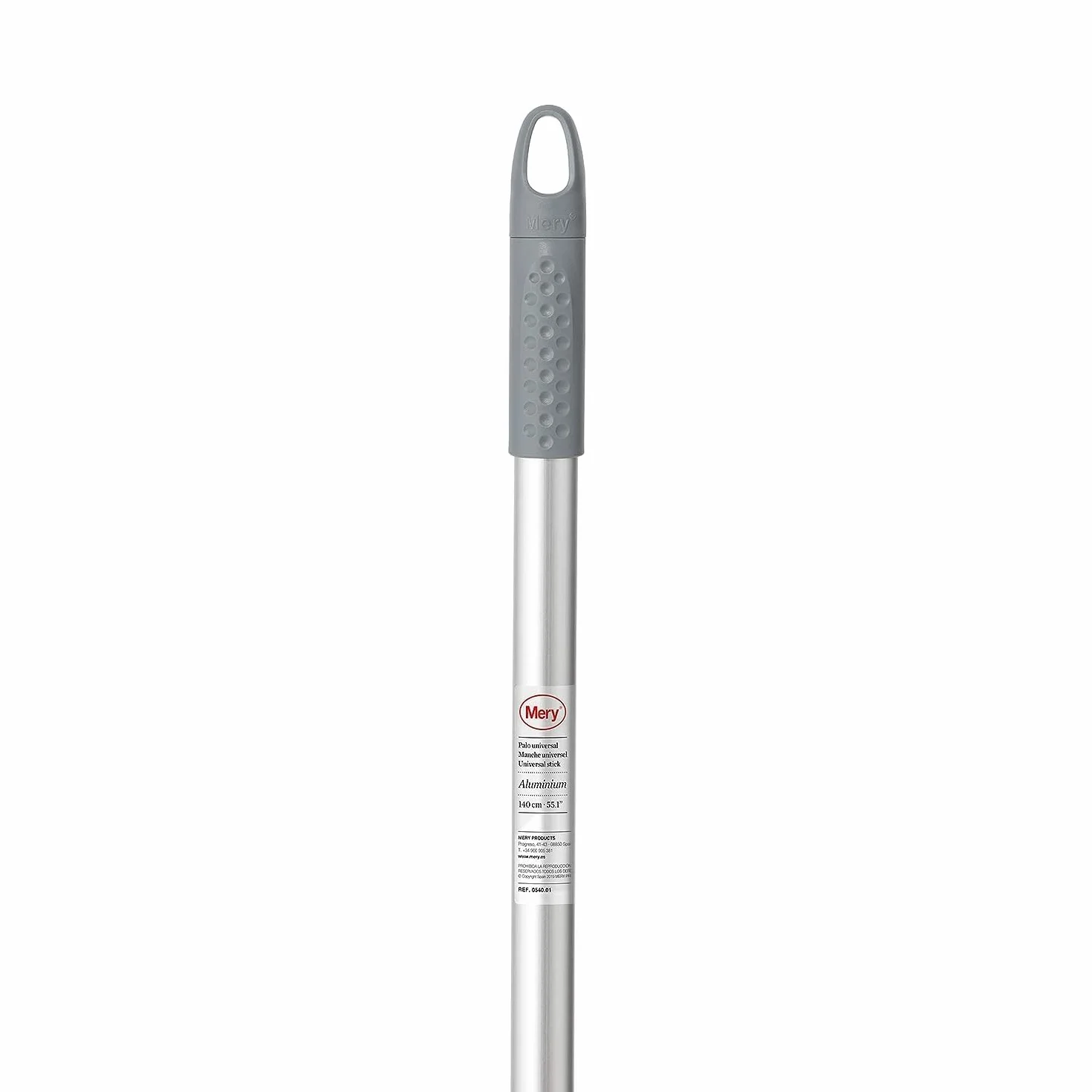 Mery | Bastone in Alluminio | Bastone per Scope e Mop | Filettatura Universale | Resistente | Leggero | Grigio | Misure: 140 cm