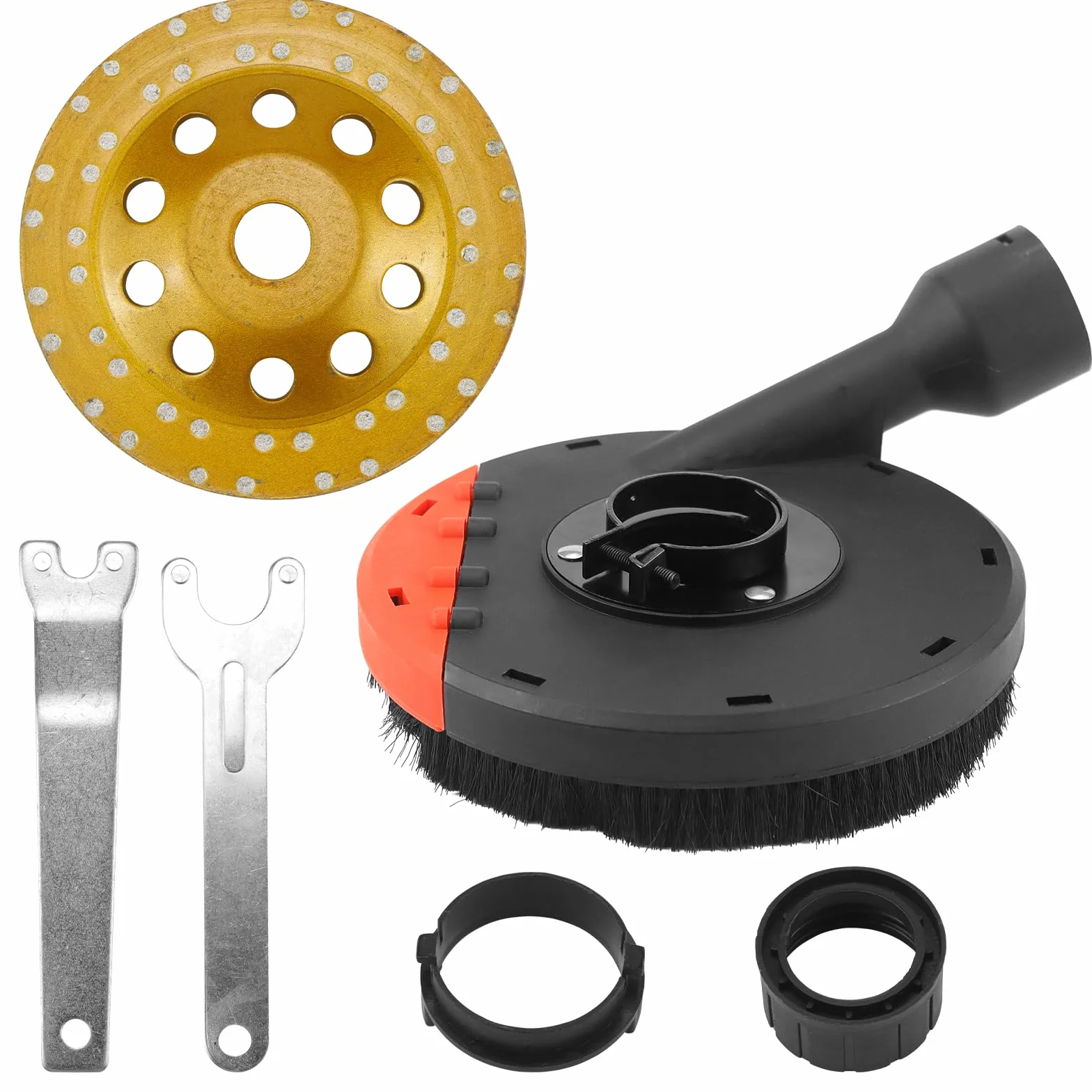Cappa di aspirazione per smerigliatrice per calcestruzzo, 125 mm, cappa di aspirazione, smerigliatrice angolare 115/125/150 mm, aspirazione con mola diamantata per calcestruzzo (150 mm x 15