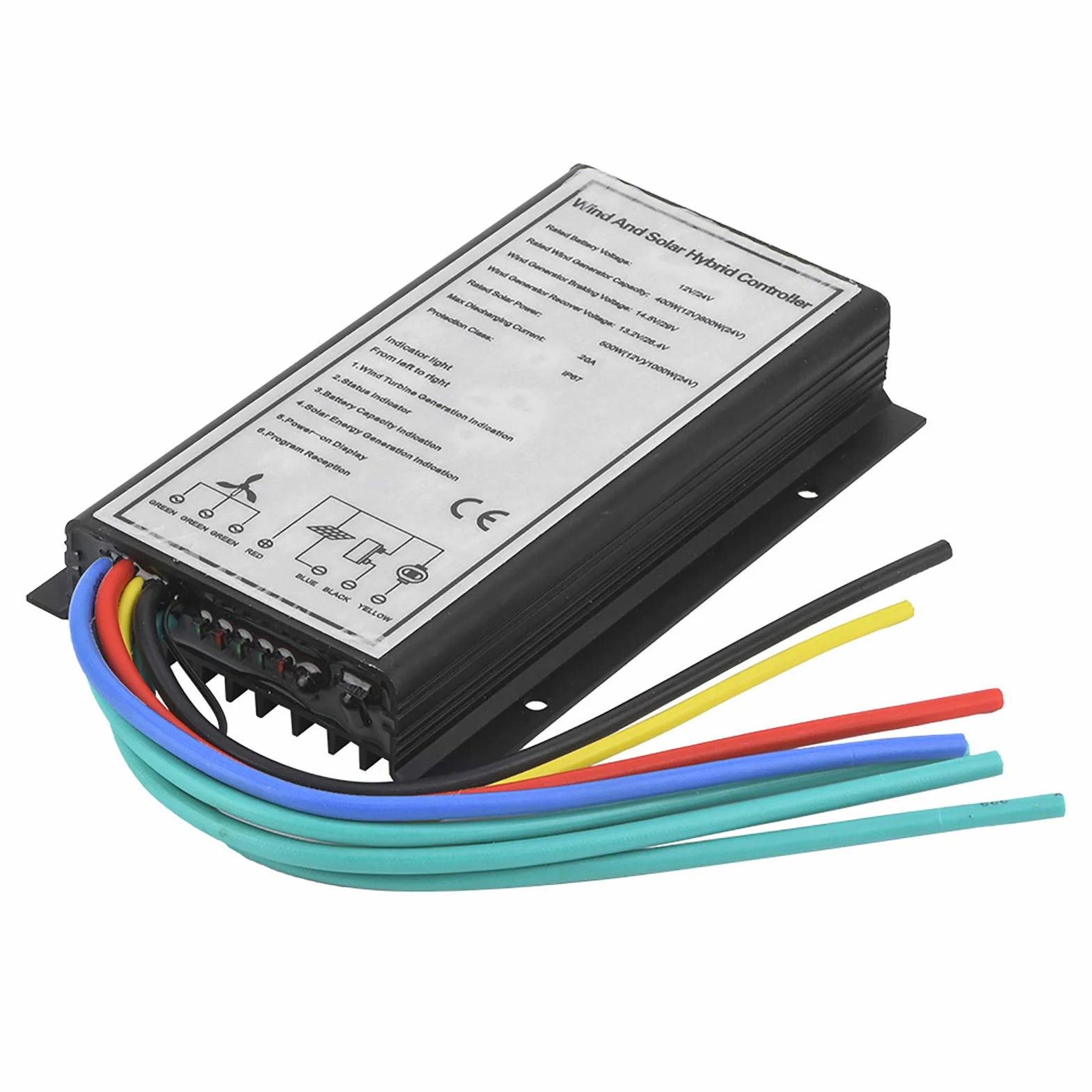 Generatore di Carica Ibrida Solare Eolica, 12/24 V 400/800 W + 500/1000 W Generatore di Carica Ibrida a Energia Solare Controller per Piccoli Controller di Energia