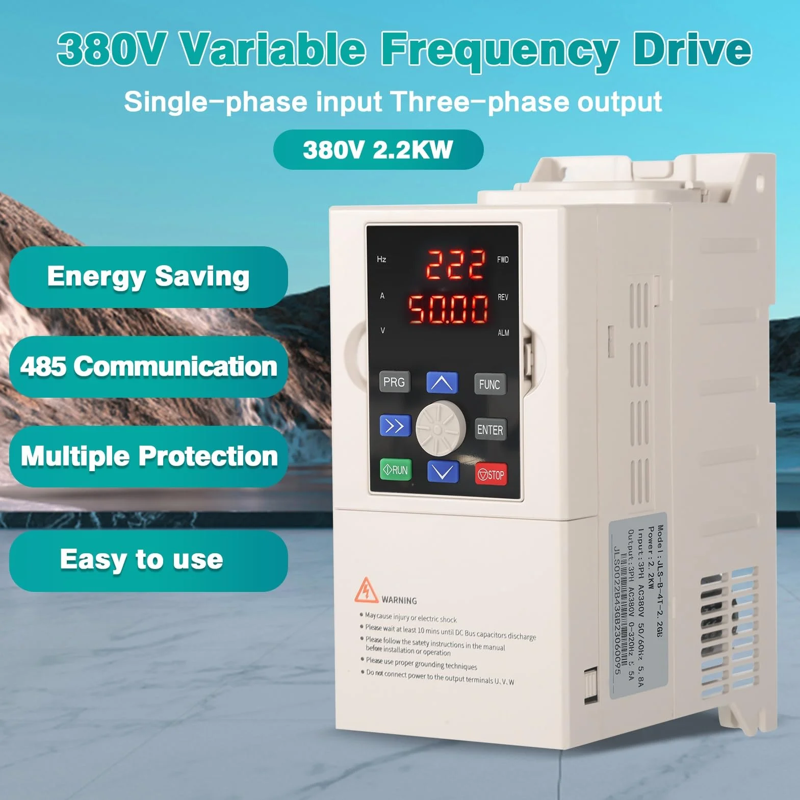 Jadeshay Inverter per Motori Trifase Convertitore di Frequenza Trifase Regolatore di velocità VFD Ingresso 380V Uscita 380V Trifase per 4KW Regolatore di velocità Motore