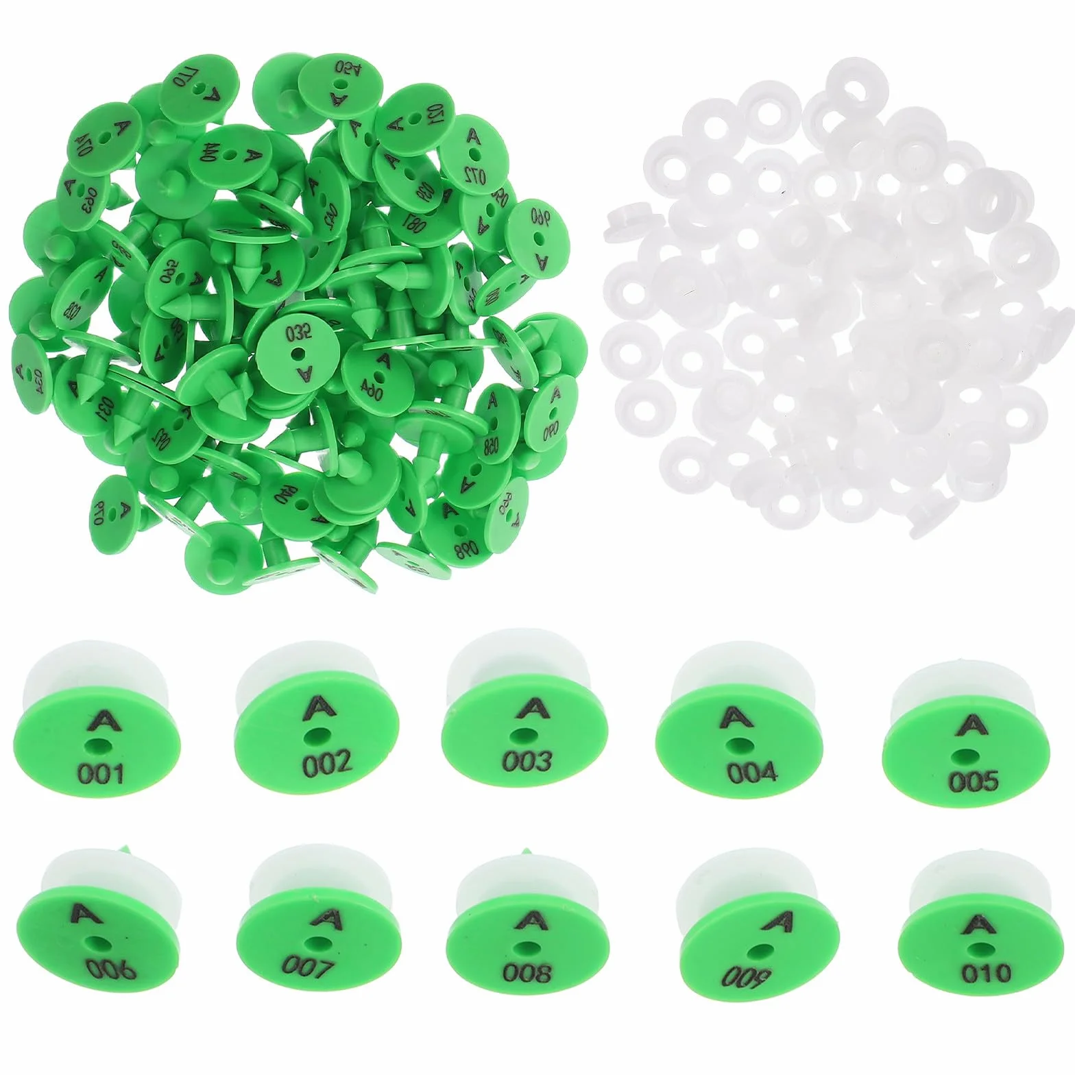 Yardenfun Etichette per Orecchie di Coniglio in Pp Verde 100 Pezzi Facili da per Identificazione e Tracciamento Animali Domestici e Piccoli Animali da Allevamento