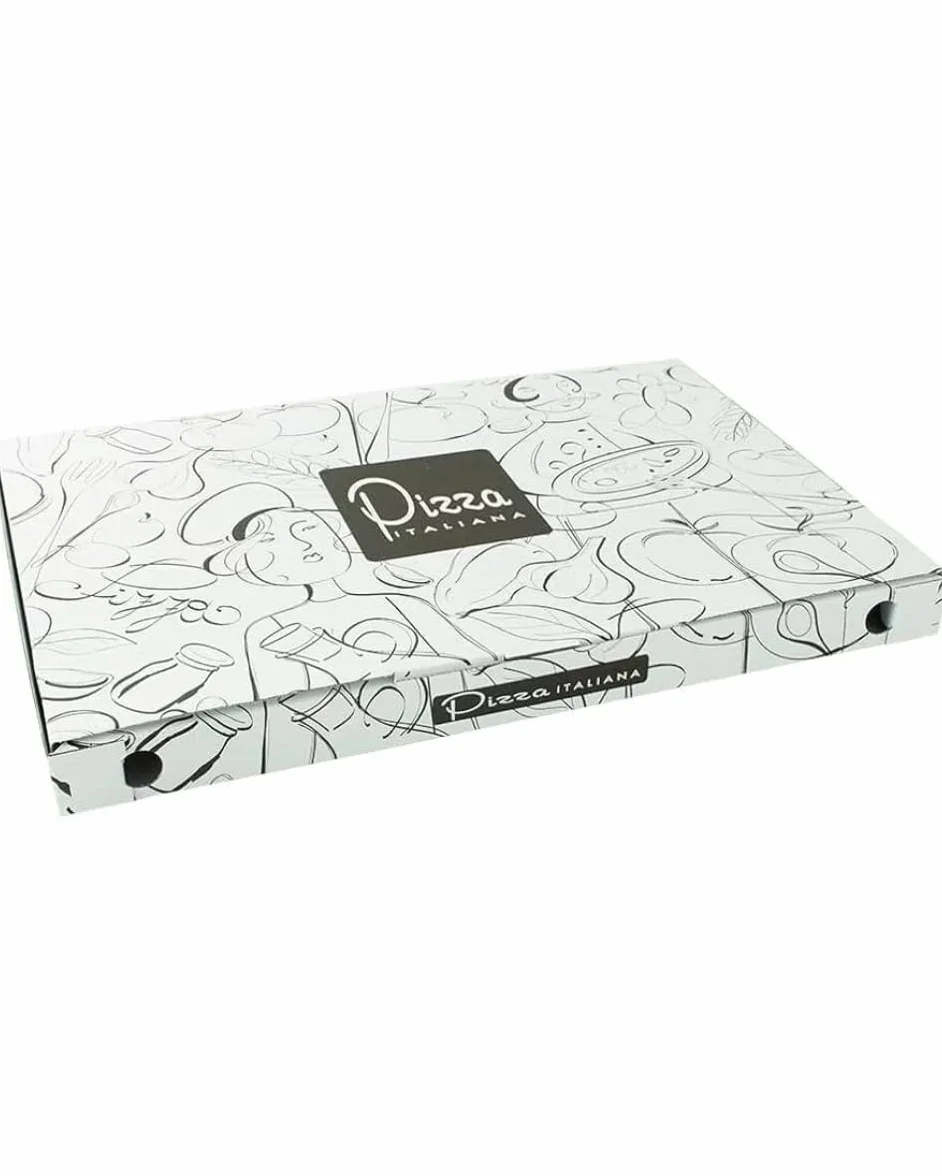 Generico Scatola per Pizza in Cartone Bianco Design Artistico 50 pezzi