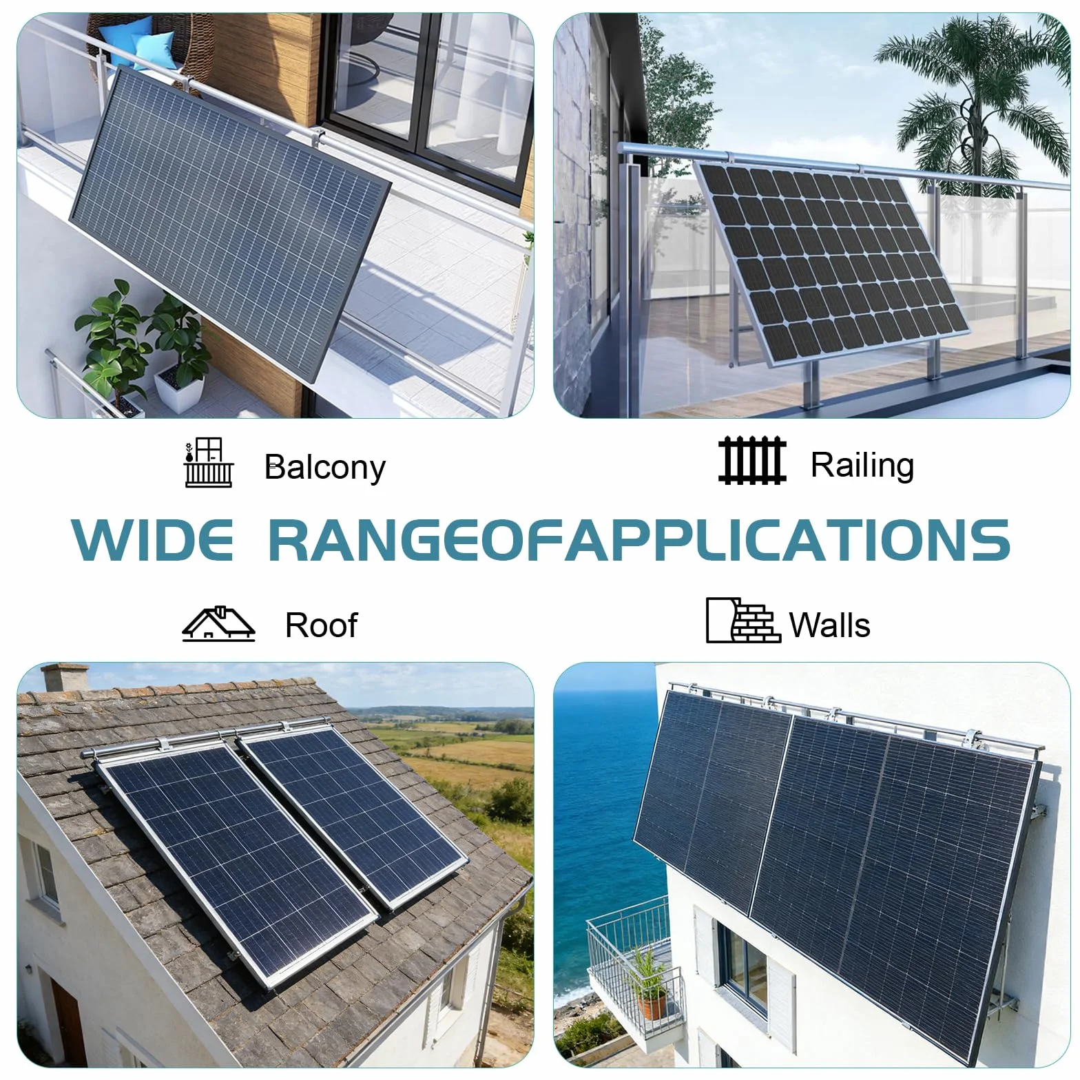 EXLECO Staffe per Pannelli Solari, Ganci per Balcone Fotovoltaico, Kit Montaggio Acciaio Inox