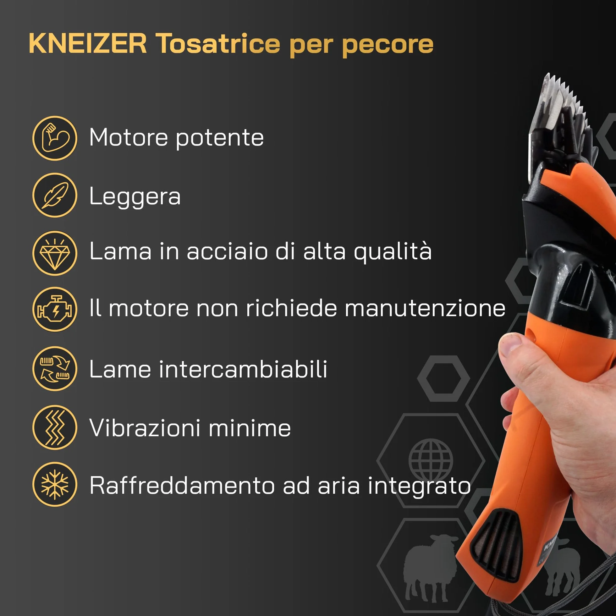 Tosatrice Elettrica per Pecore con Lame Intercambiabili Motore Potente