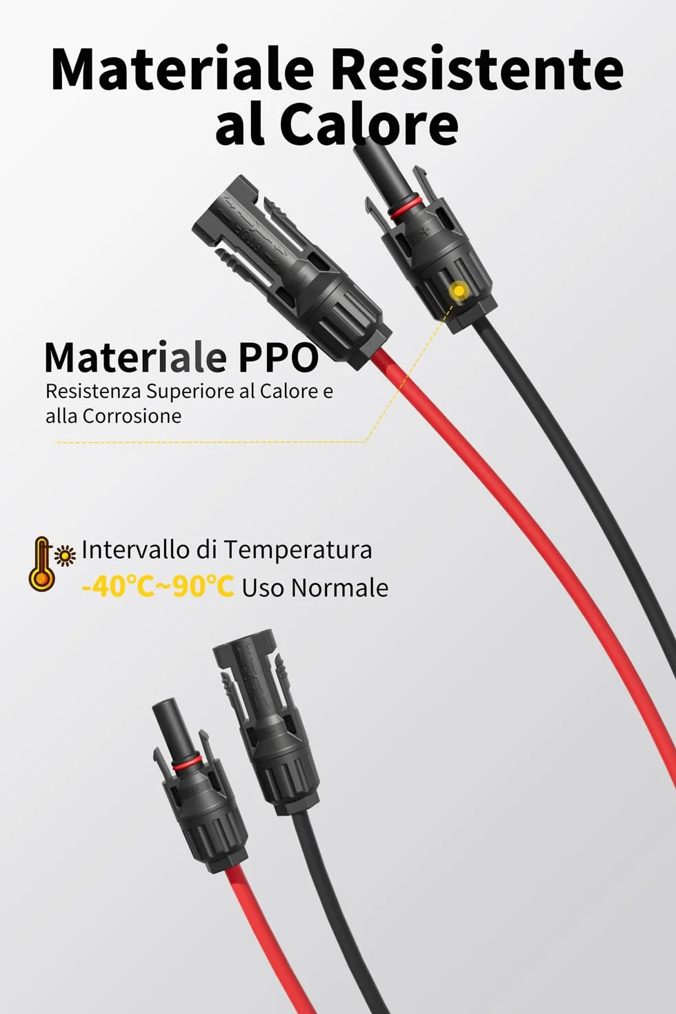 Cavo Solare 4mm² 6mm² IP67 Prolunga Pannelli Solari 3M