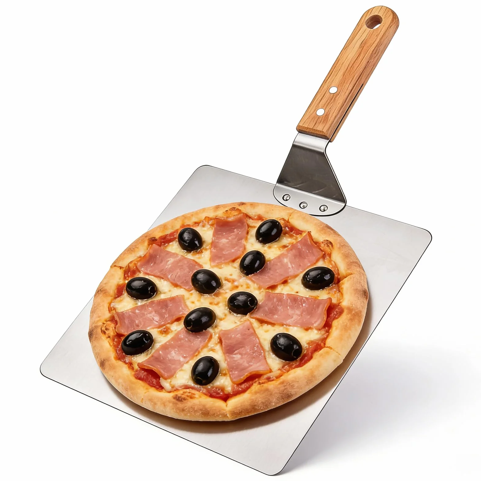 Pala per pizza, 30,5 cm, in alluminio, pala per pizza con fusto in legno, pala per pizza, pala quadrata, pala per pizze fatte in casa, forno, pane, accessori per pizza