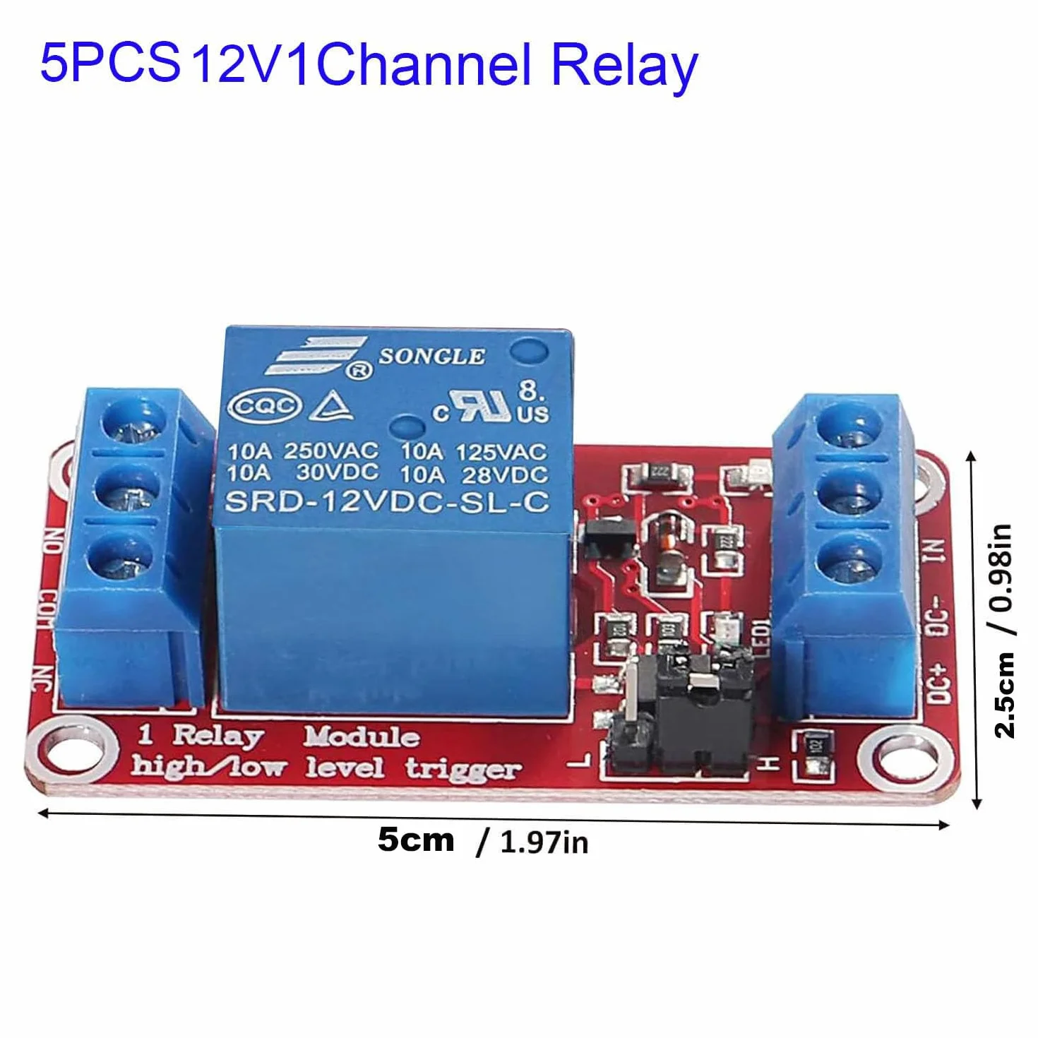 RUNCCI-YUN 5 Pezzi Modulo Relè a 1 Canale 12V Trigger di Livello Alto e Basso con Isolamento Optoaccoppiatore per Relè Arduino