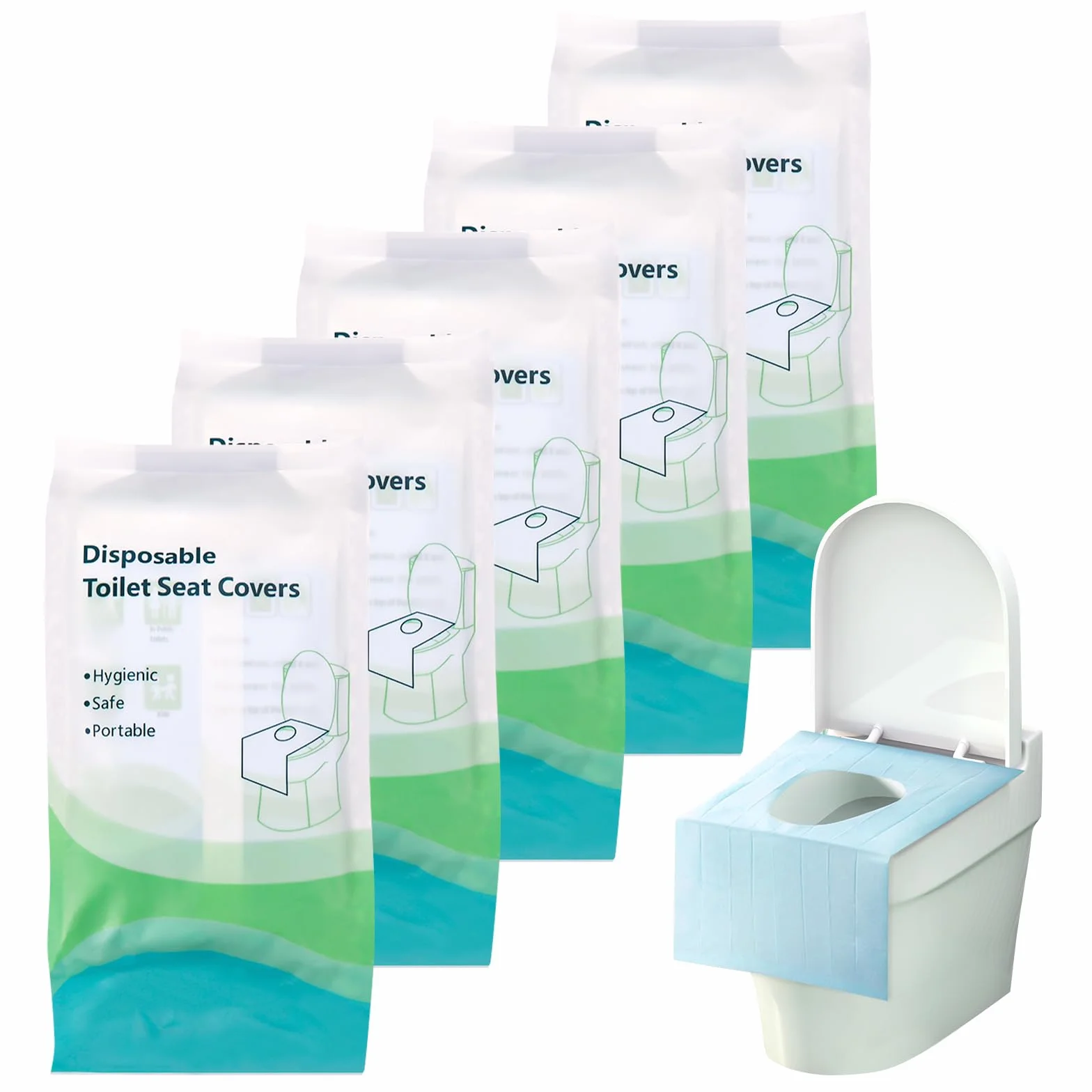 Ghope 50 Pezzi Copriwater Monouso Portabile per WC Tappeto Protettivo Toilette Viaggi Pubbliche