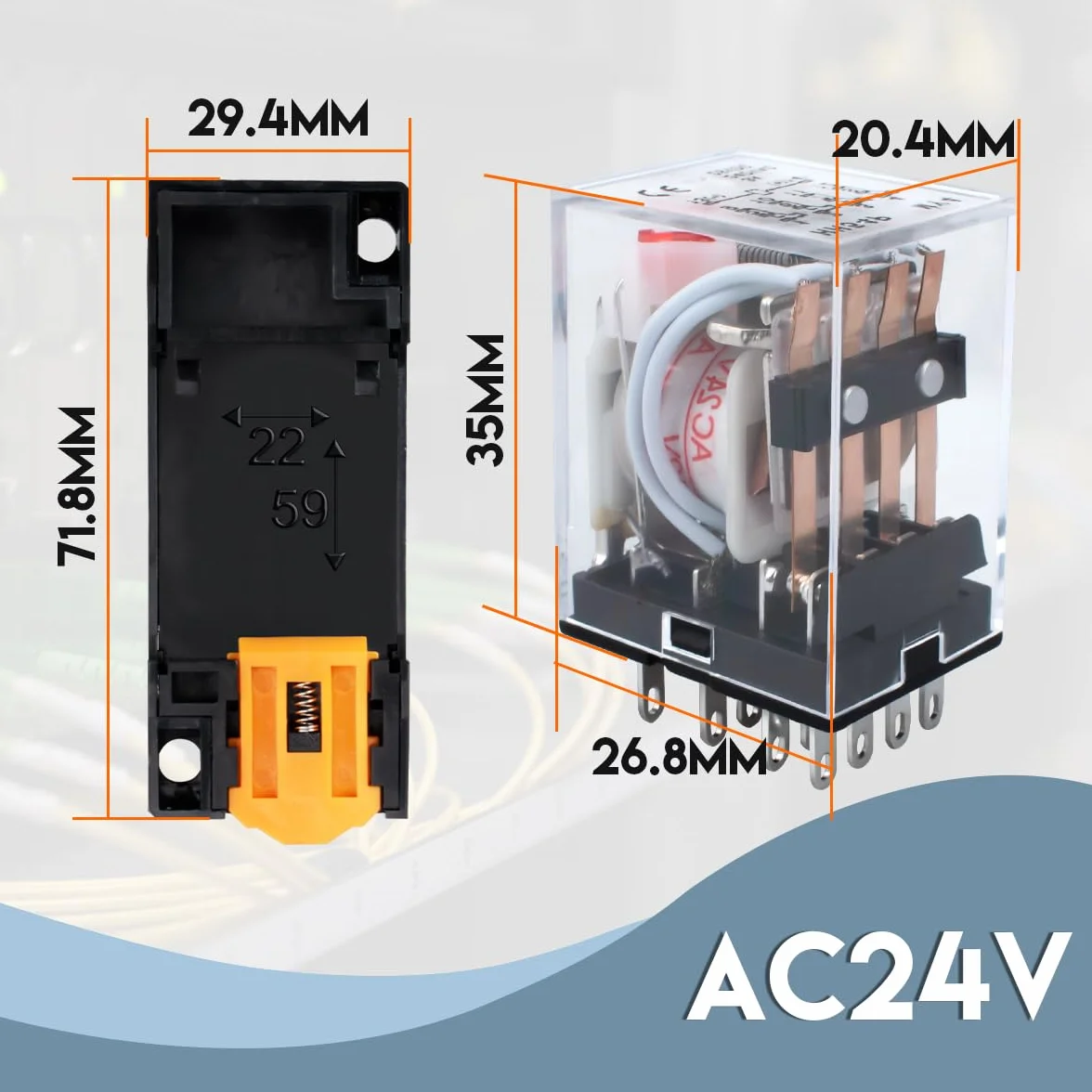 1pcs AC 24V relè di potenza elettromagnetica con, 14 Pin 5A relè a bobina con base a calza HH54P
