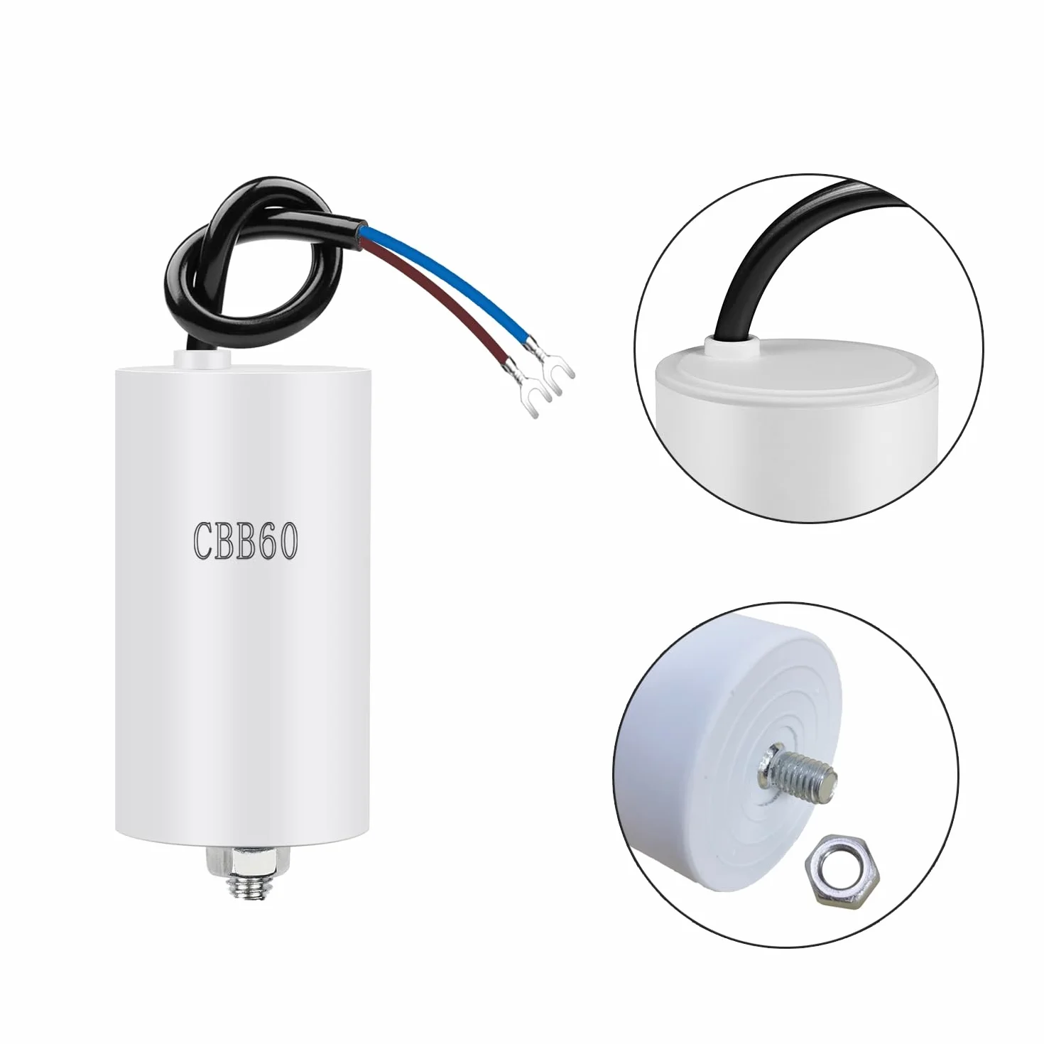 Iruihoo CBB60 Condensatore Motore 10 µF 450 V 50/60 Hz Avviamento con Filo M8