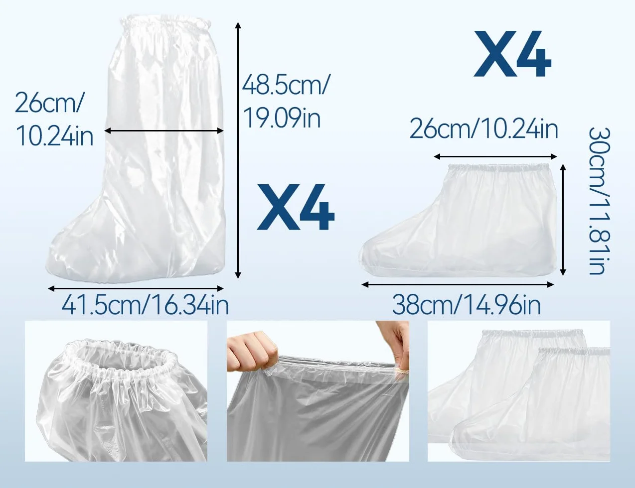 Copriscarpe Impermeabili USA e Getta Trasparenti Antipioggia con Elastici per Adulti