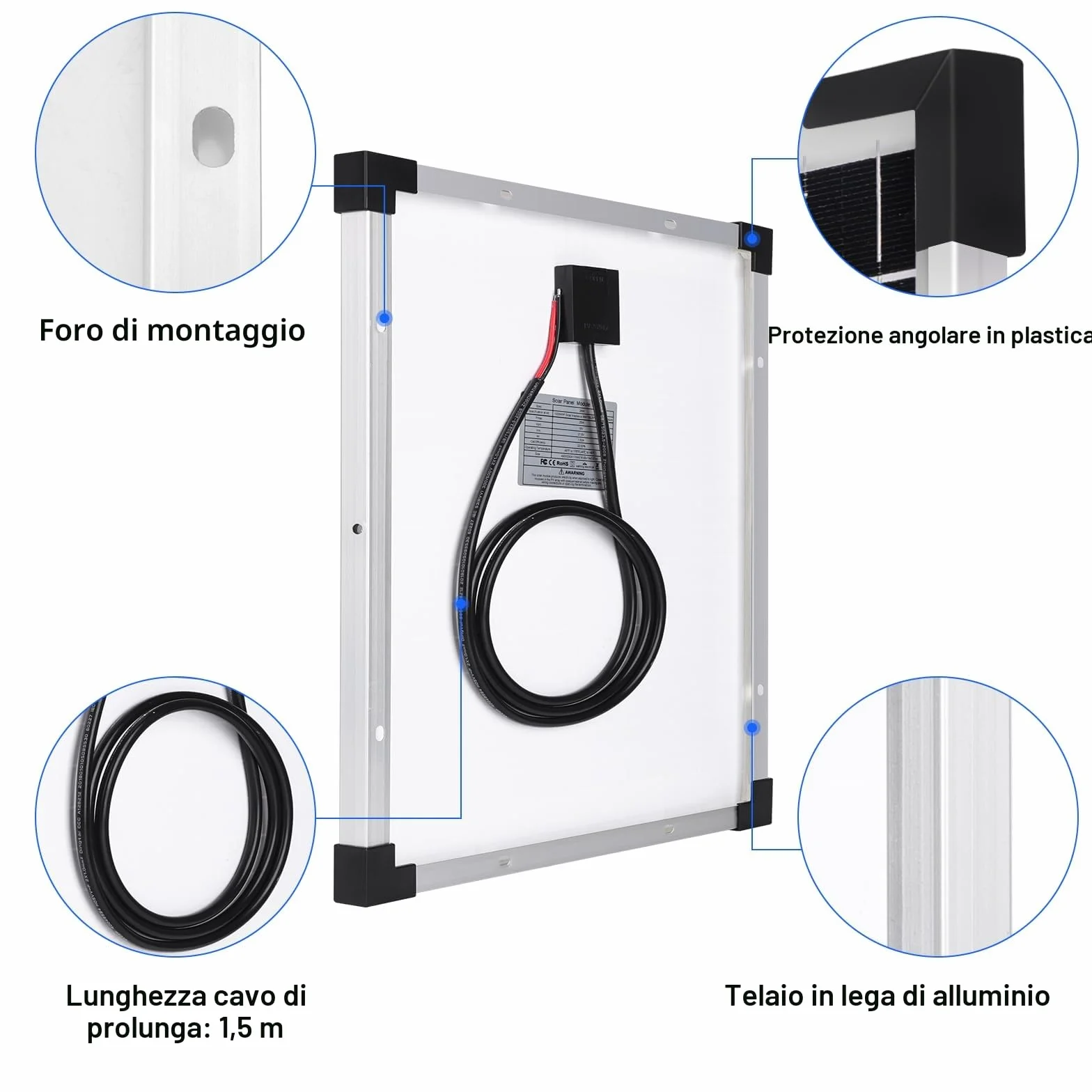 【50W 12V Pannello Solare Kit】DERUXI 50Watt 12V Pannello Fotovoltaico Mono Set: 50W Pannelli Solari+10A PWM Regolatore di Carica+4 Pcs Cavo Solare, Pannello Solares PV per Veicoli,Tetto, Barche,Camper