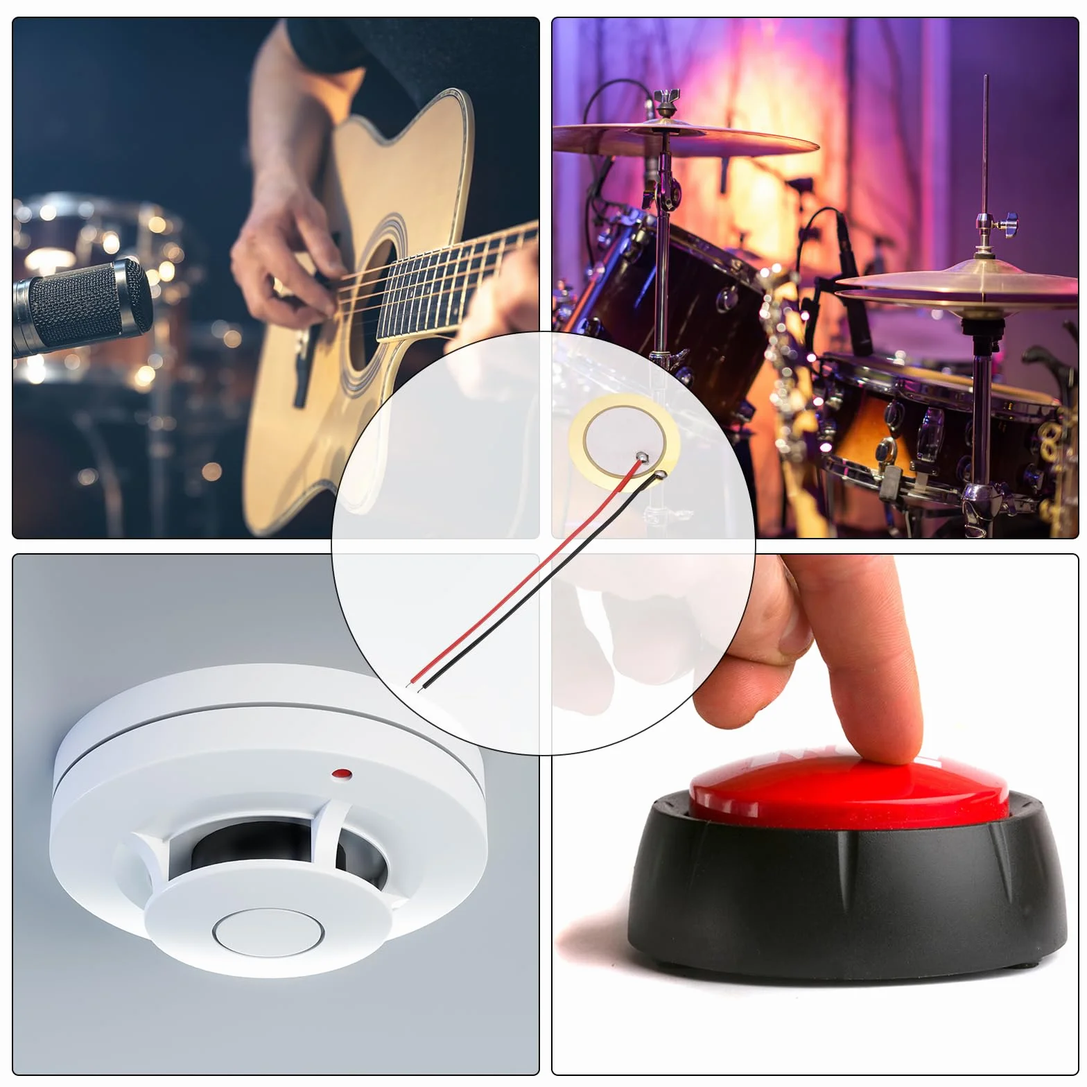 Sourcingmap, 5 dischi piezoelettrici da 15 mm, per trasduttori acustici, per chitarra CBG