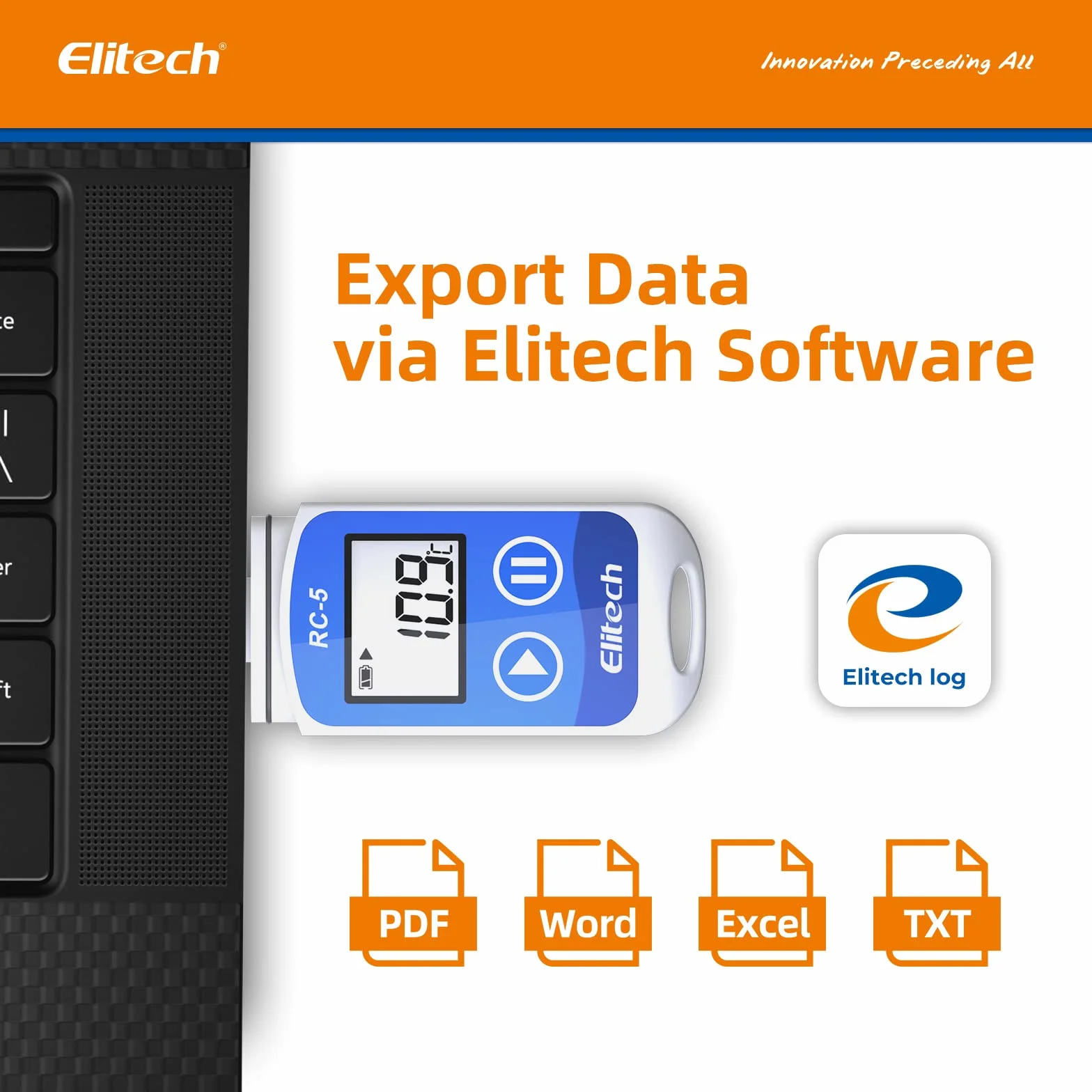 Elitech RC-5 Data Logger USB LCD Temperature Recorder PDF EXCEL 32000 Punti