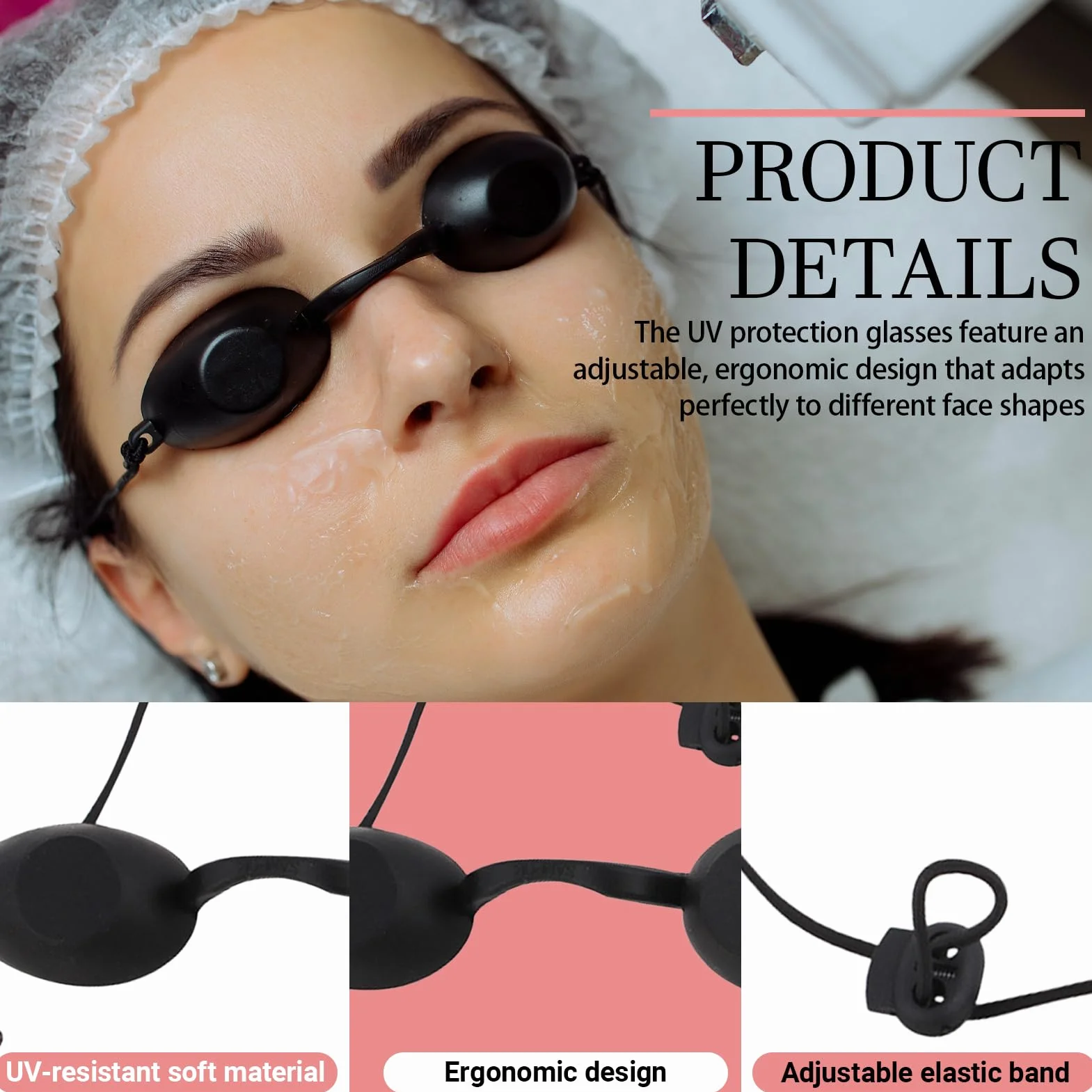 3 Pezzi Occhiali Infrarossi, Occhiali di Protezione Solarium, Occhiali di Protezione UV, Occhialini sole spiaggia, per IPL UV luce Terapia a Infrarossi, Beauty Clinic (Nero)