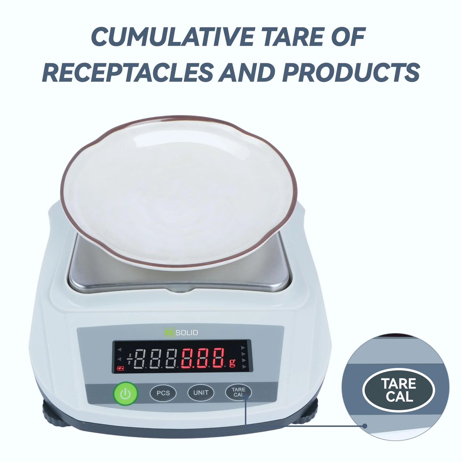 U.S. Solid Bilancia Digitale 2000 g x 0,01 g Analitica Precyzyjna