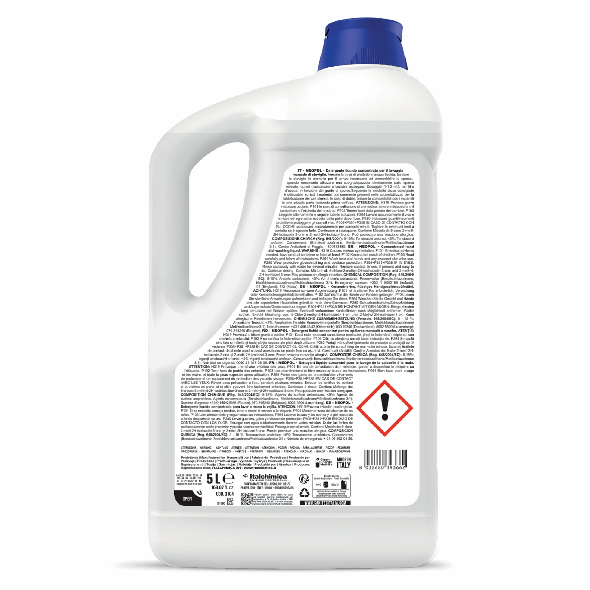 Sanitec Green Power Piatti, Detersivo Liquido Ecologico, 5 kg