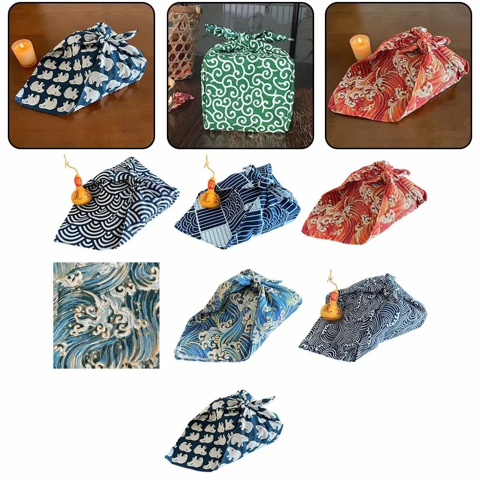 Confezione da 7 panni quadrati in cotone giapponese Furoshiki, 30 x 30 cm, tradizionali per avvolgere fai da te, trapunte, patchwork, ecologici, riutilizzabili