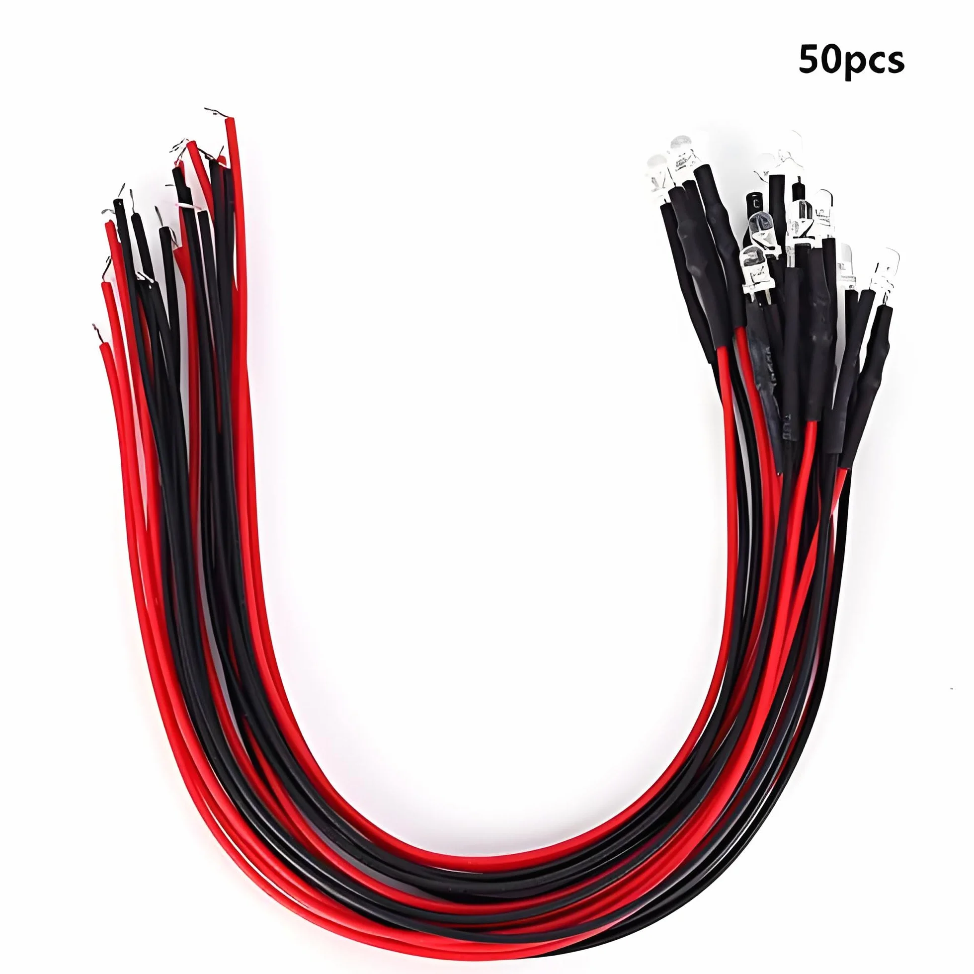 Fafeicy 50 Pezzi Diodi LED Cablato Emissione 5-12V 3mm 0.06W Luminosa Testa Tonda Luce Bianca Calda