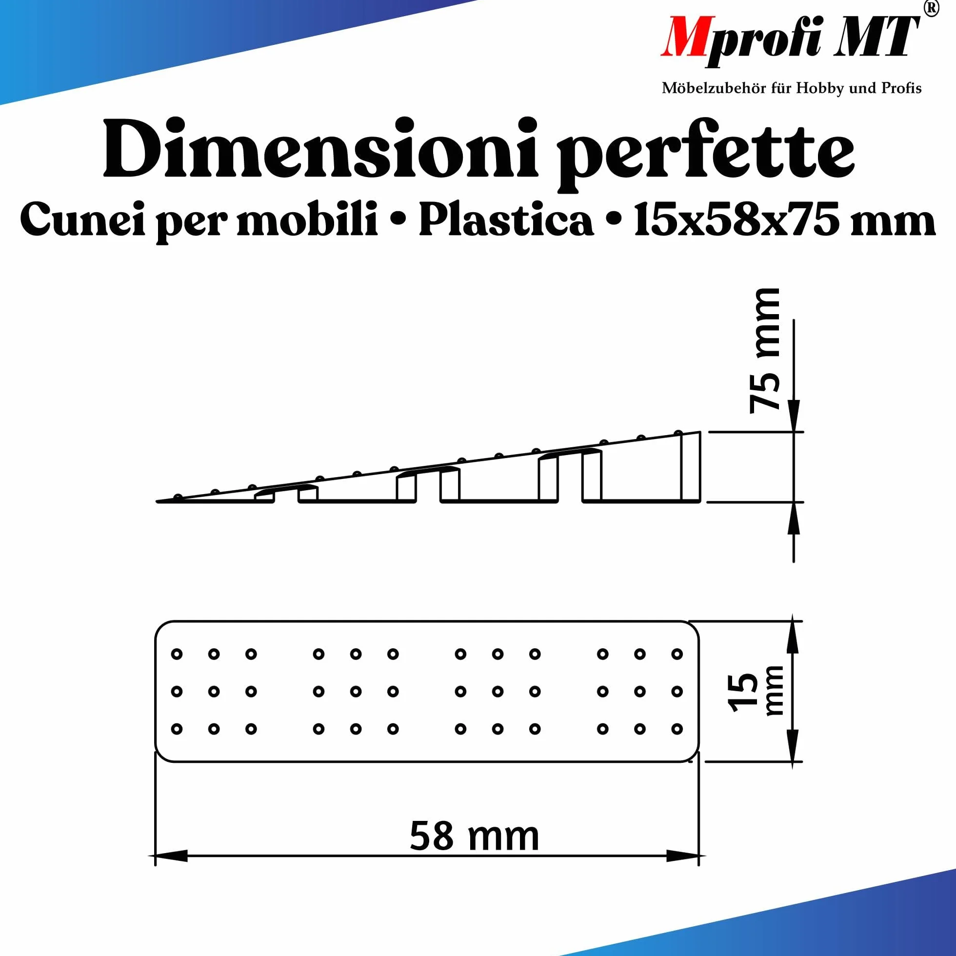 Mprofi MT Cunei per Mobili in Plastica Bianco 100 Pezzi Distanziatori Livellatori Spessori Regolazione