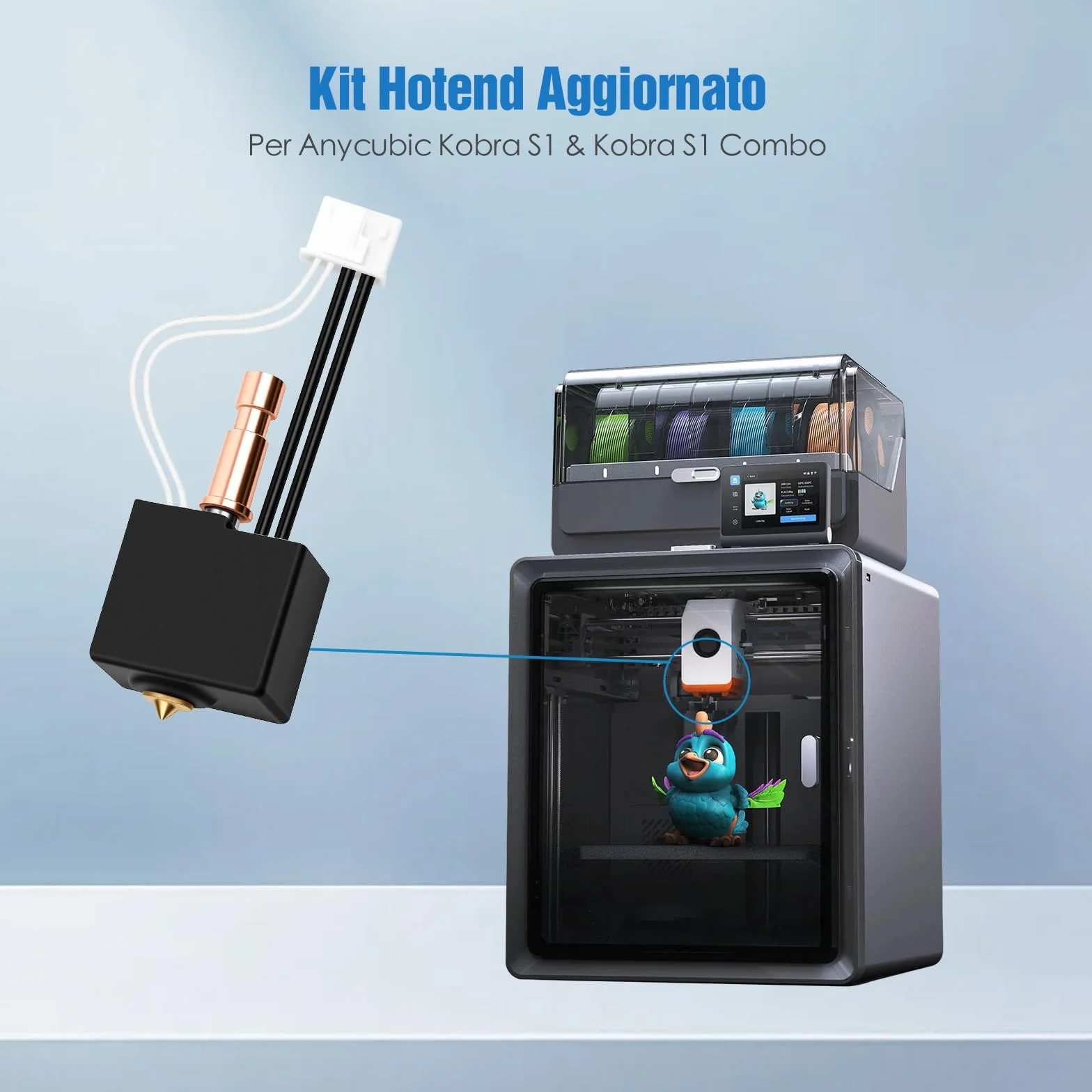 Kit Hotend per Anycubic Kobra S1 e Kobra S1 Combo, Hotend di Ricambio Migliorato con Ugello in Ottone da 0,4 mm, Riscaldamento Rapido ed Estrusione Stabile – Accessori per Stampanti 3D