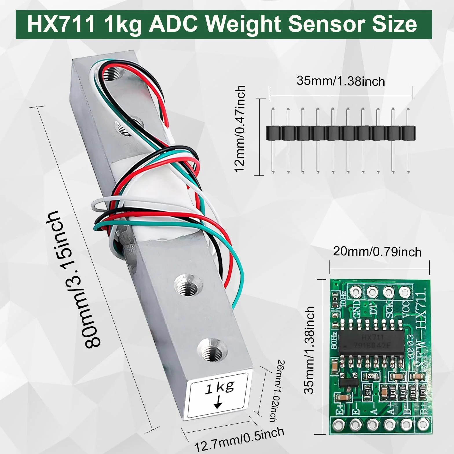 2PCS HX711 ADC Celle di carico 1kg Sensore di peso Celle di peso digitali Sensore di peso 1KG bilance elettroniche portatili da cucina, Peso celle di carico