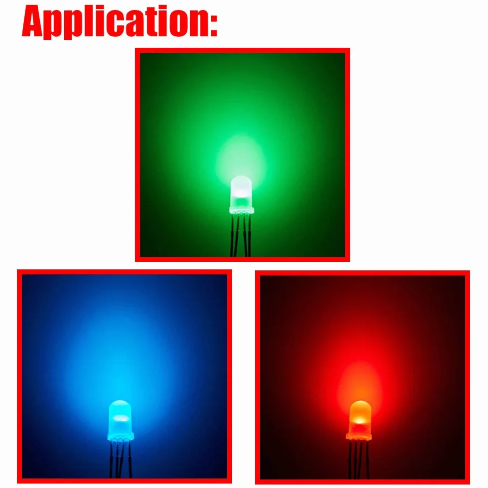 LED Diodo ad emissione di luce 5mm RGB Tri-Color Catodo comune 4Pin Rosso/Verde/Blu per Arduino PCB