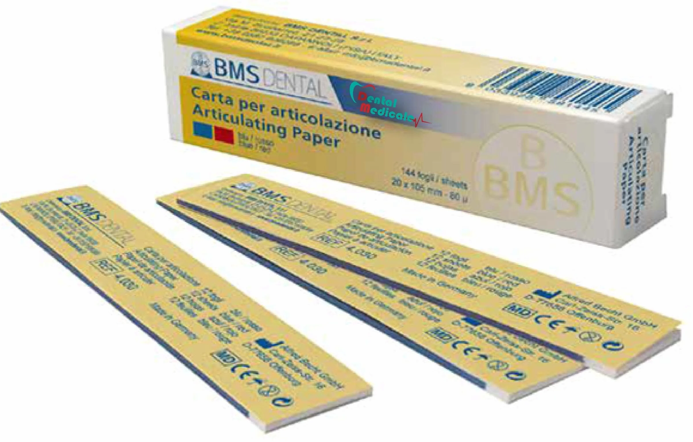 Carta per articolazione dentale Bms blu/rosso colori intensi, spessore 80μ - 144 foglietti (12x12)